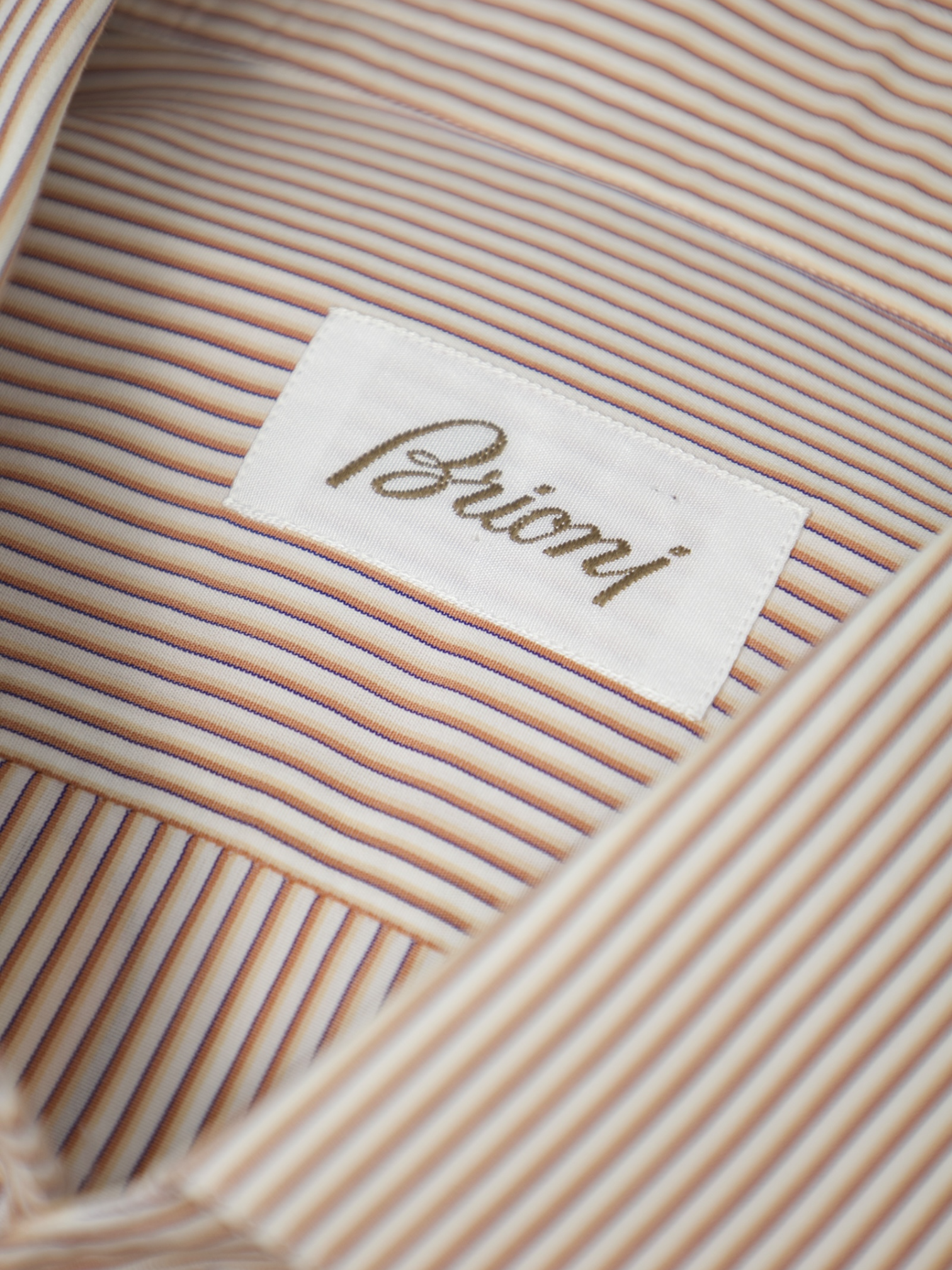 Brioni White & Red Cotton Pinstripe Shirt