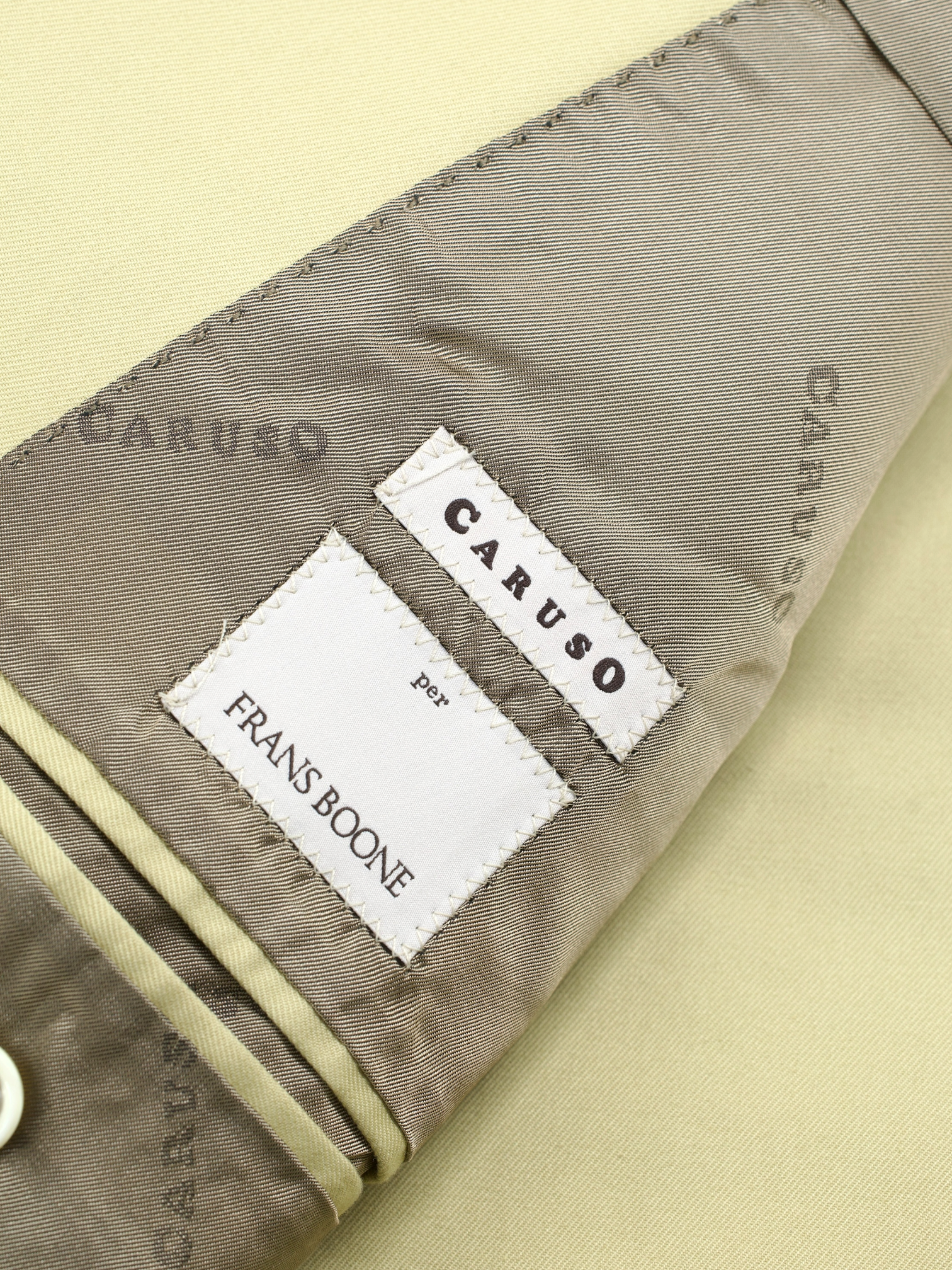 Caruso Beige-Yellow Pure Cotton-Twill Summer Suit