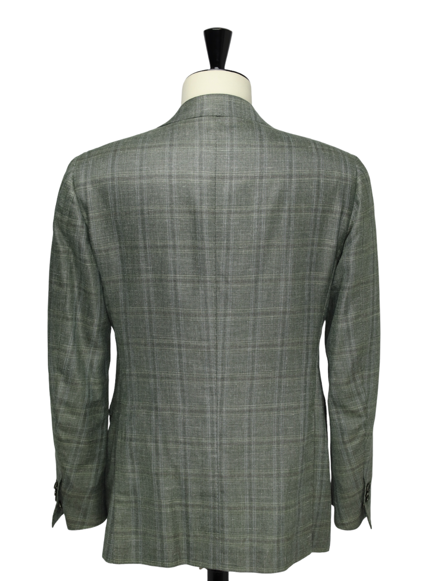 Cesare Attolini Sage Green Cashmere, Silk & Linen Windowpane Jacket