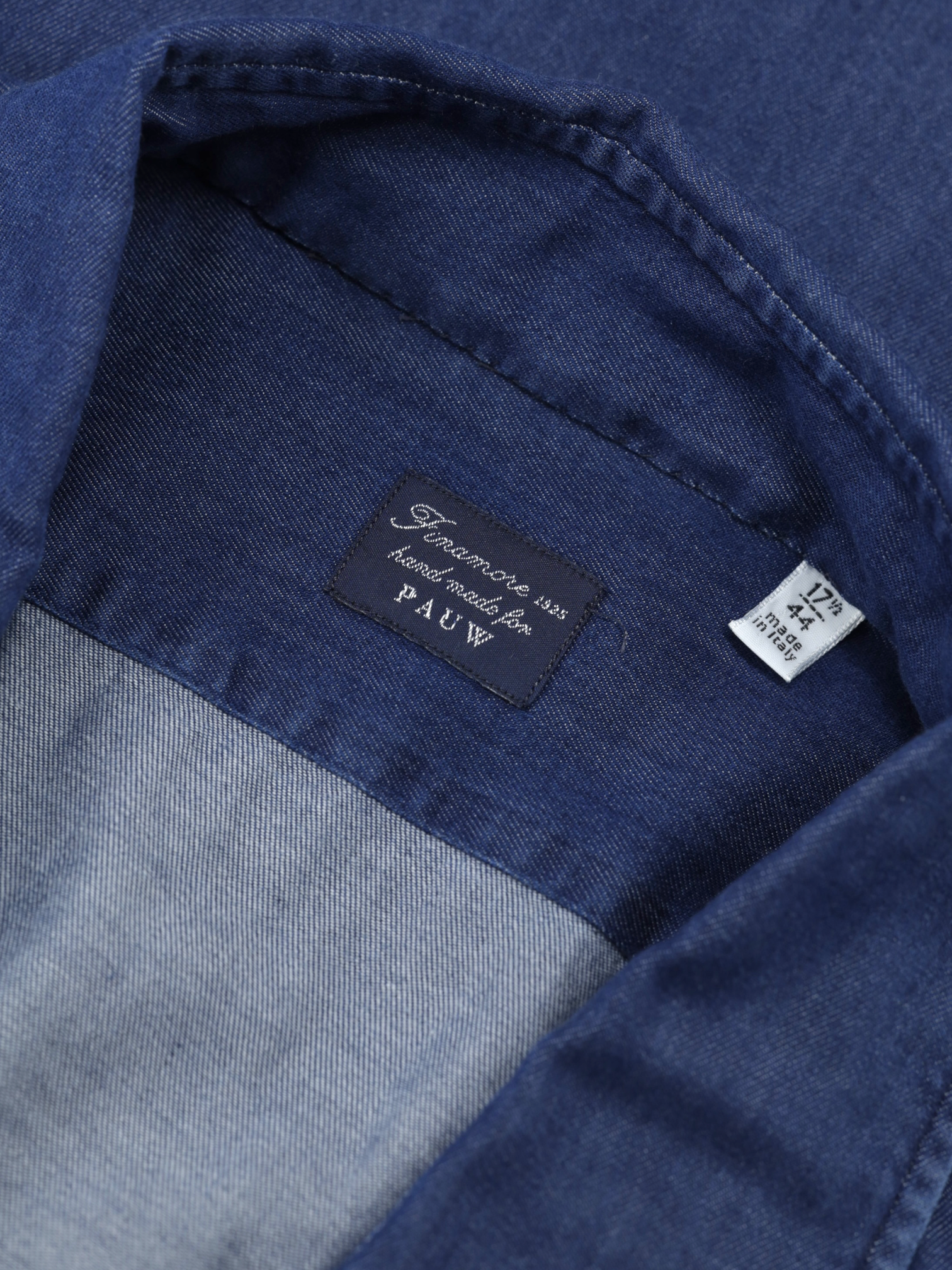 Finamore Indigo Blue Cotton Denim Twill Shirt