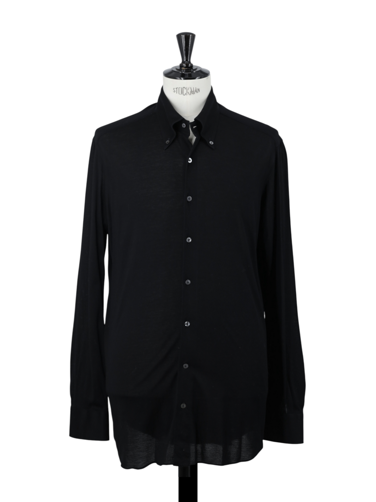 Fray Black Cotton-Pique Button-Down Shirt