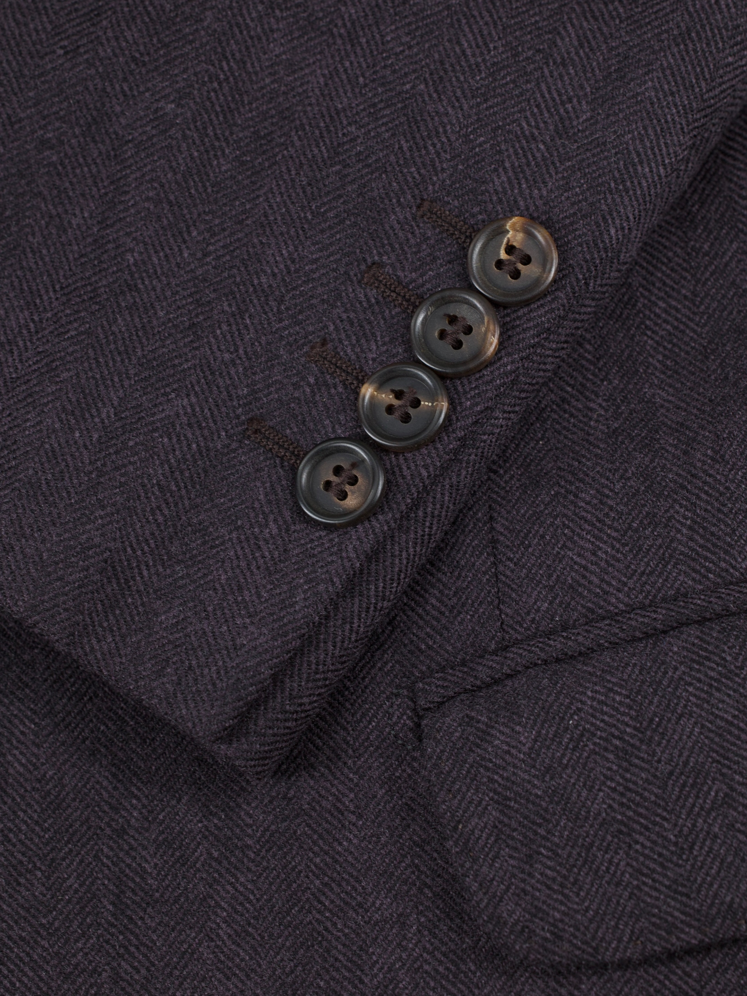 Brunello Cucinelli Aubergine Wool & Cashmere Herringbone Jacket