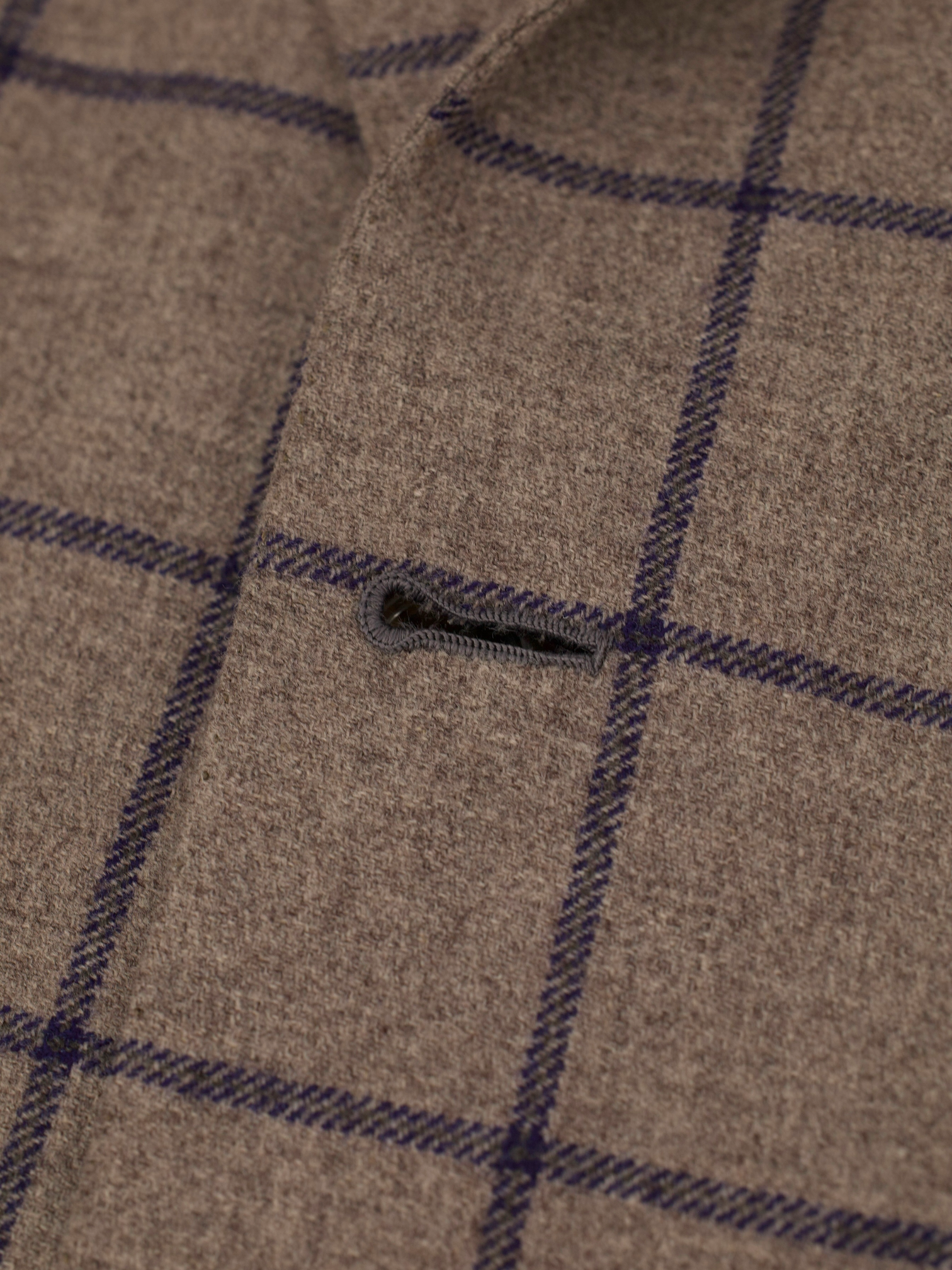 Brioni Taupe & Navy Wool, Silk & Cashmere Windowpane Brunico Jacket