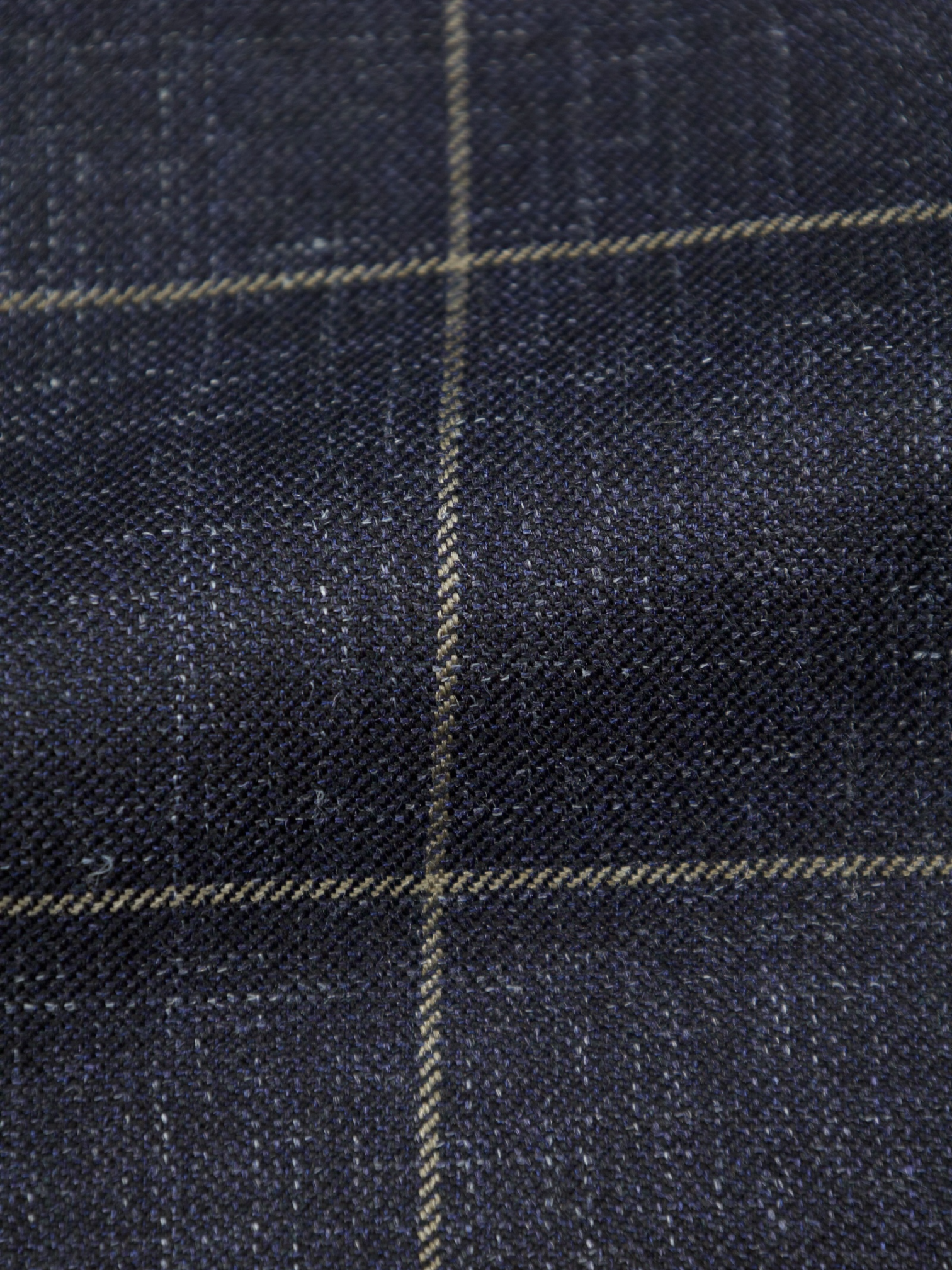 Corneliani Dark Blue Wool, Silk & Linen Windowpane Jacket