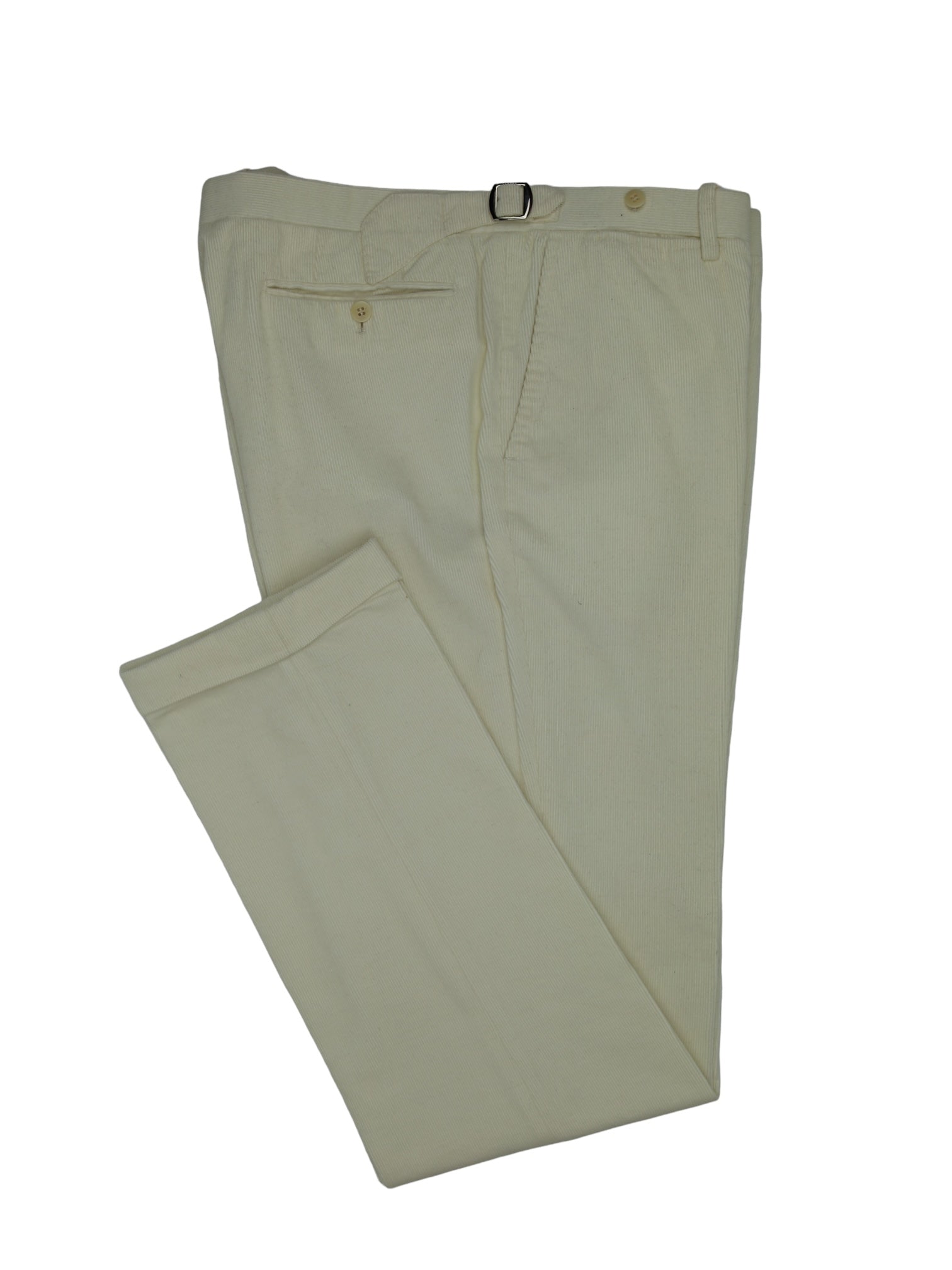 Kiton Offwhite Needlecord Linen & Silk Trousers