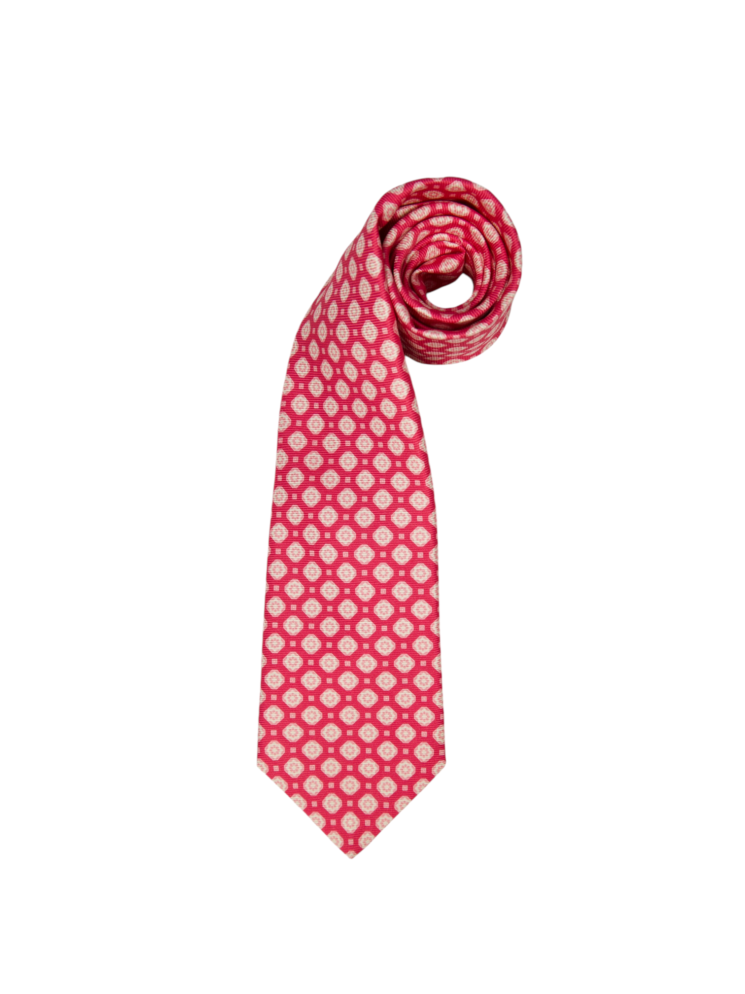 Kiton 7-Fold Pink & Yellow Floral Silk Tie