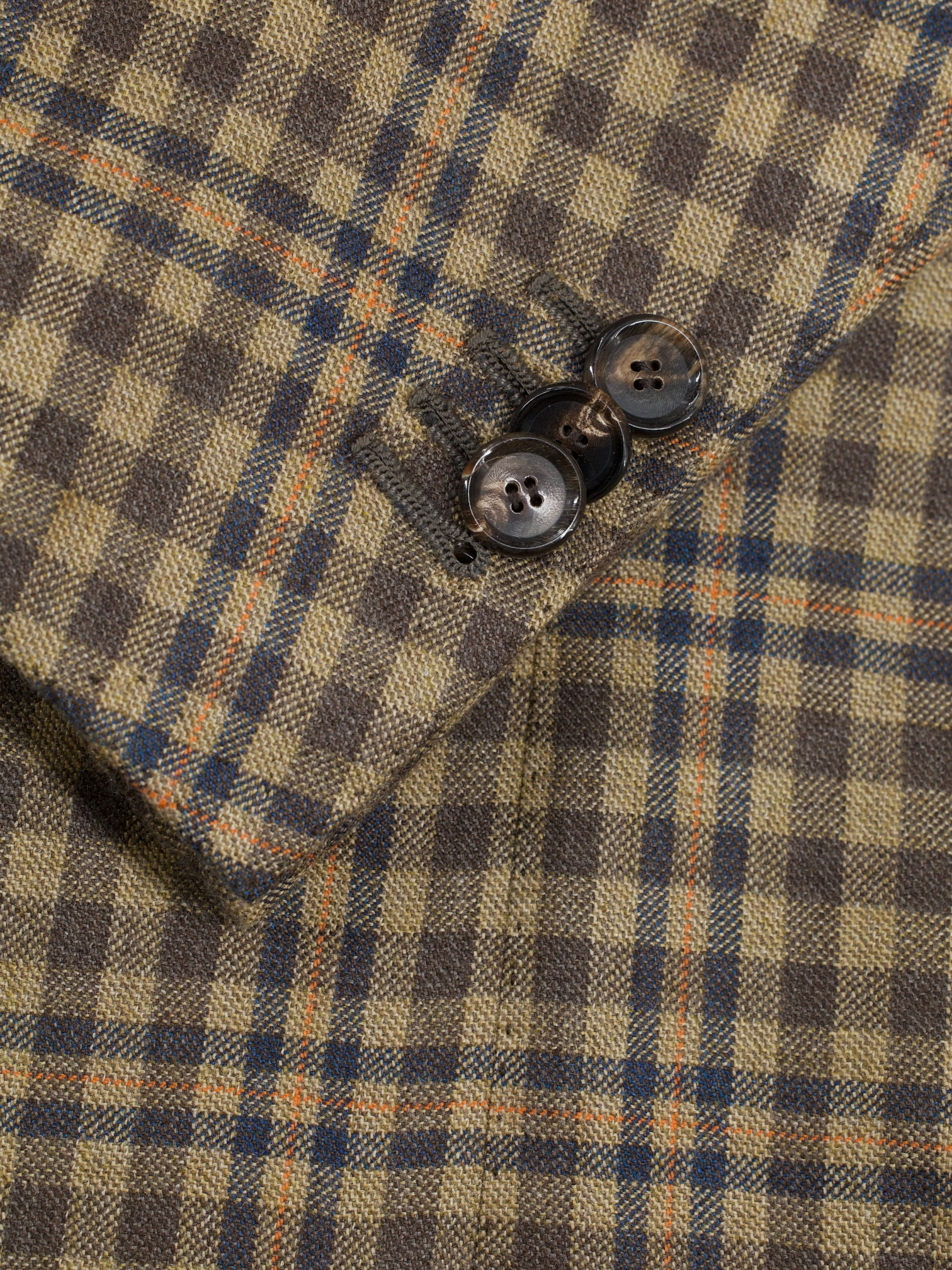 Cesare Attolini Brown & Orange Cashmere & Silk Tartan Jacket