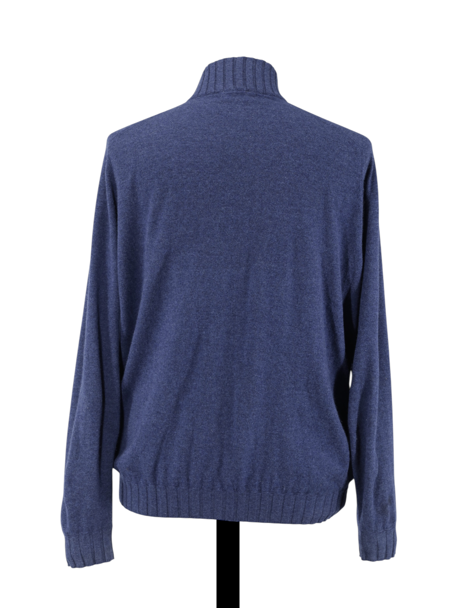 Cesare Attolini Steel Blue Duvet-Cashmere Half-Zip Sweater
