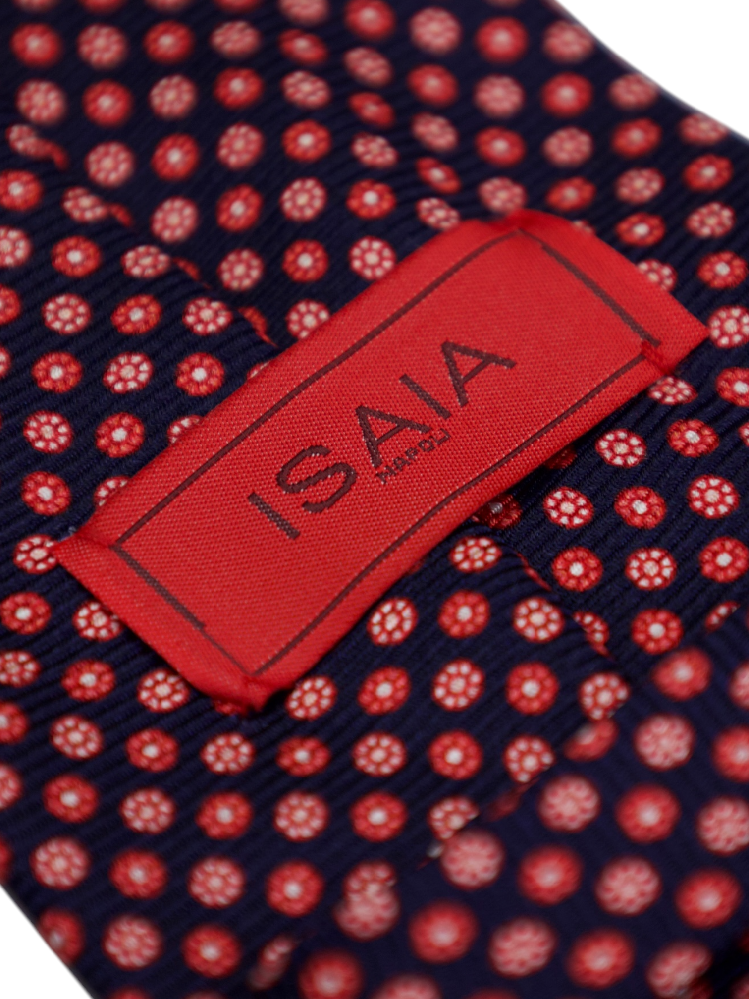 Isaia Navy & Red 9-Fold Geometric Silk Tie