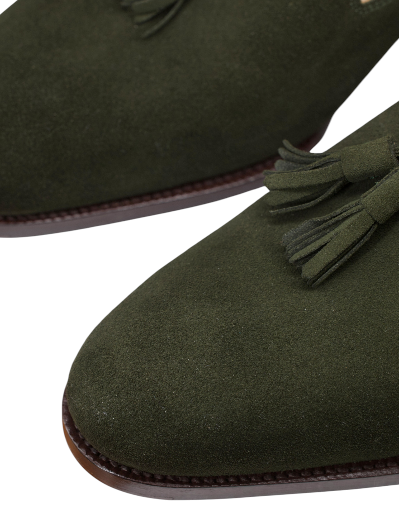 Saint Crispin's Forest Green "530T" Suede Tassel Loafers