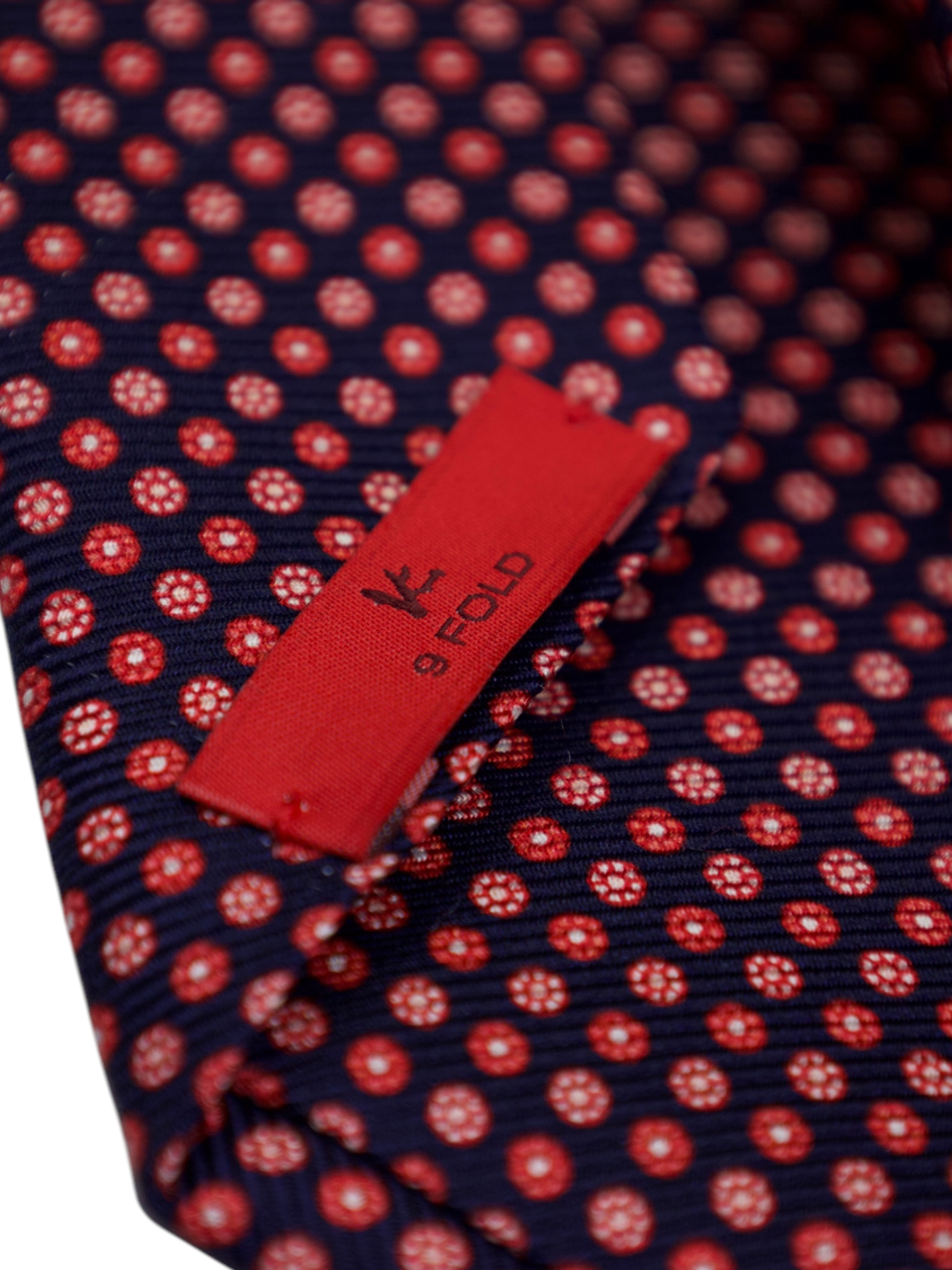 Isaia Navy & Red 9-Fold Geometric Silk Tie