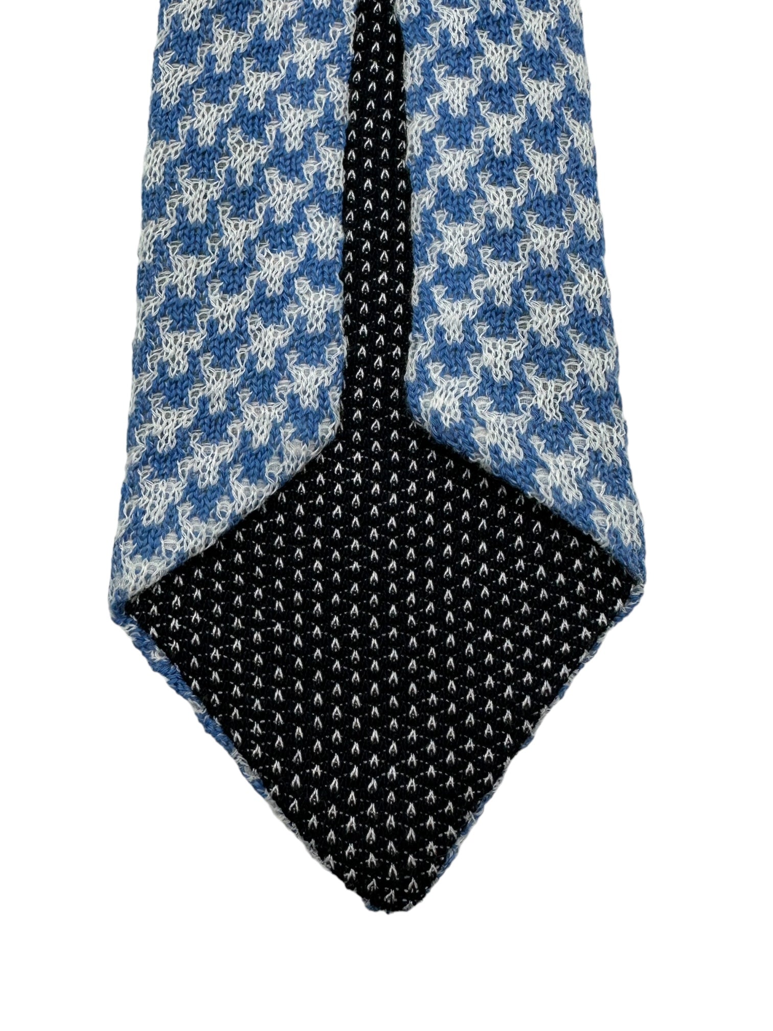 Kiton Light Blue Pied de Poule Woollen Tie