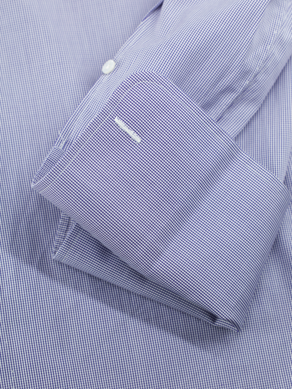 Finamore Esclusiva Dark Blue & White Fine-Cotton Micro-Square Pattern Shirt