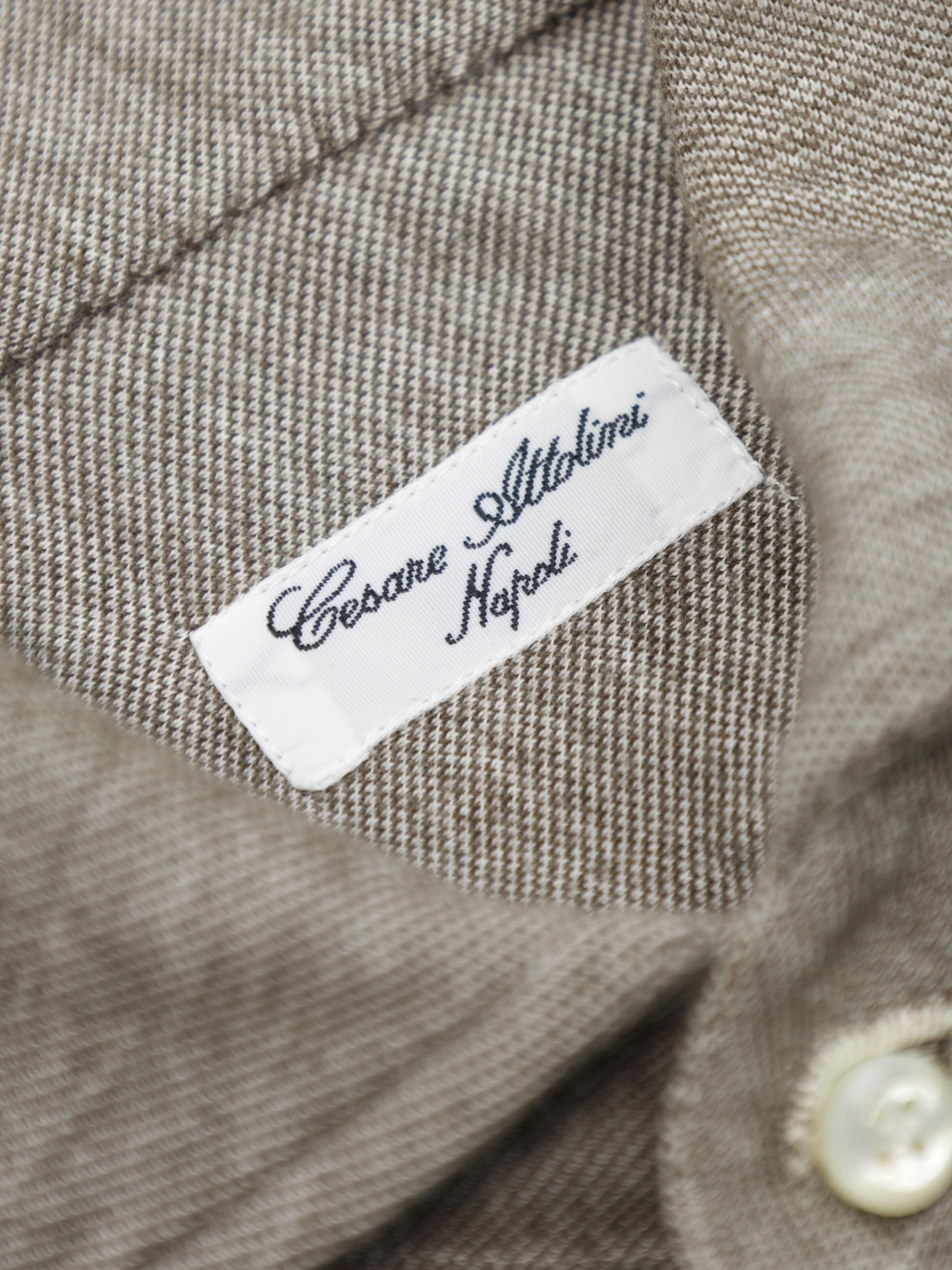 Cesare Attolini Taupe Heavy-Cotton Pique Shirt