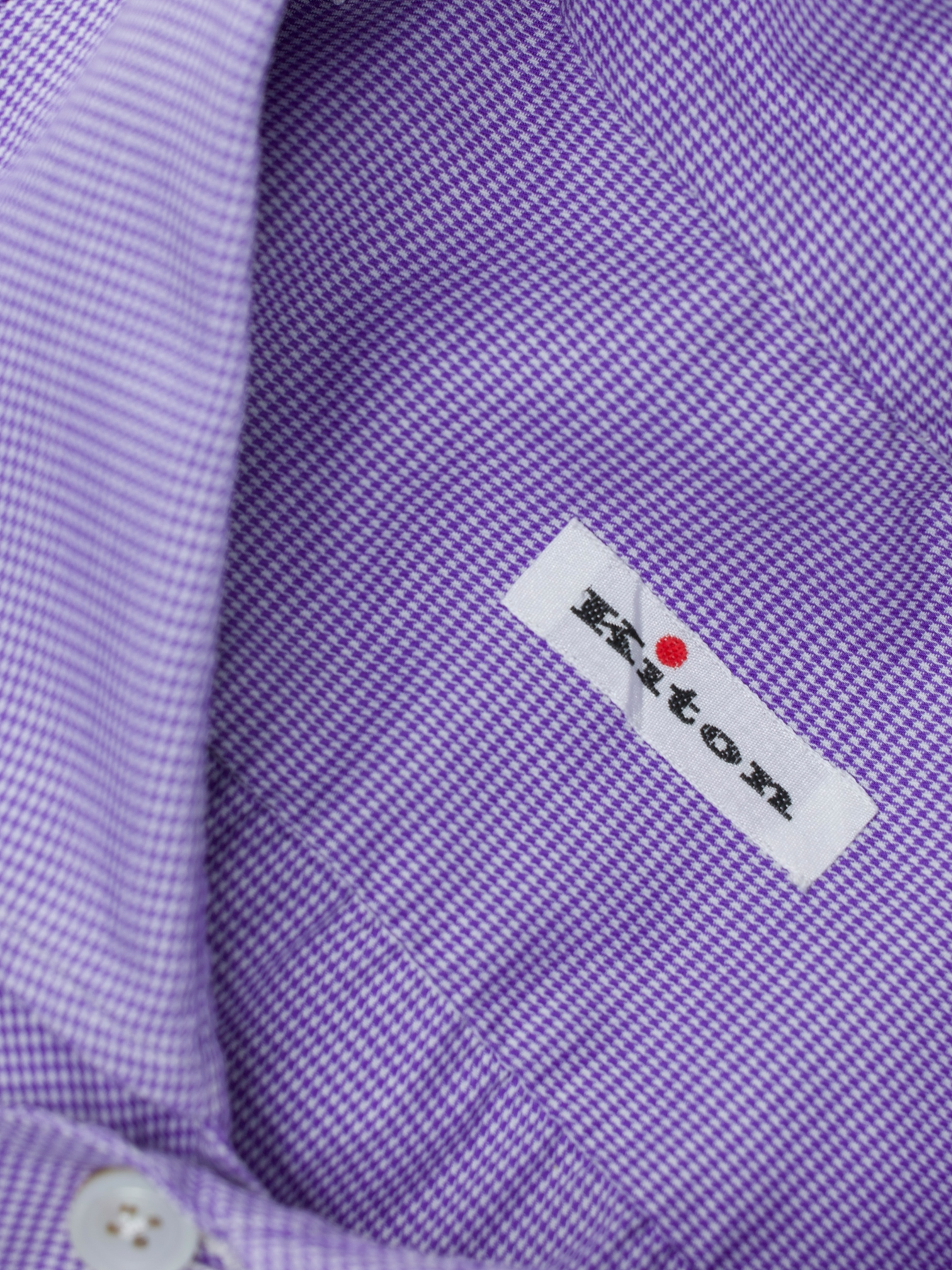Kiton Lilac Purple Pure Cotton Micro-Check Shirt