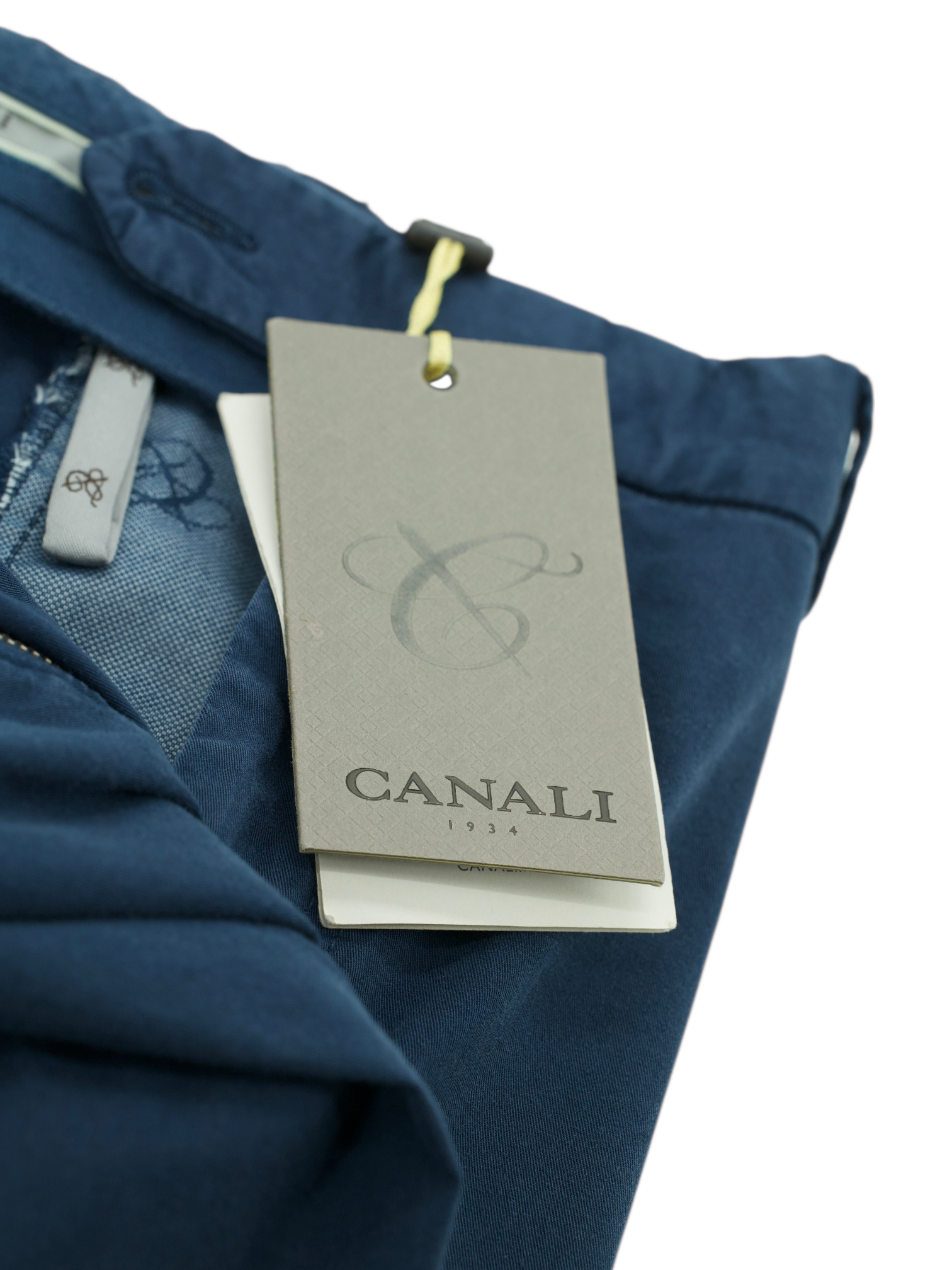 Canali Dark Blue Cotton Stretch Tapered Dress Chino