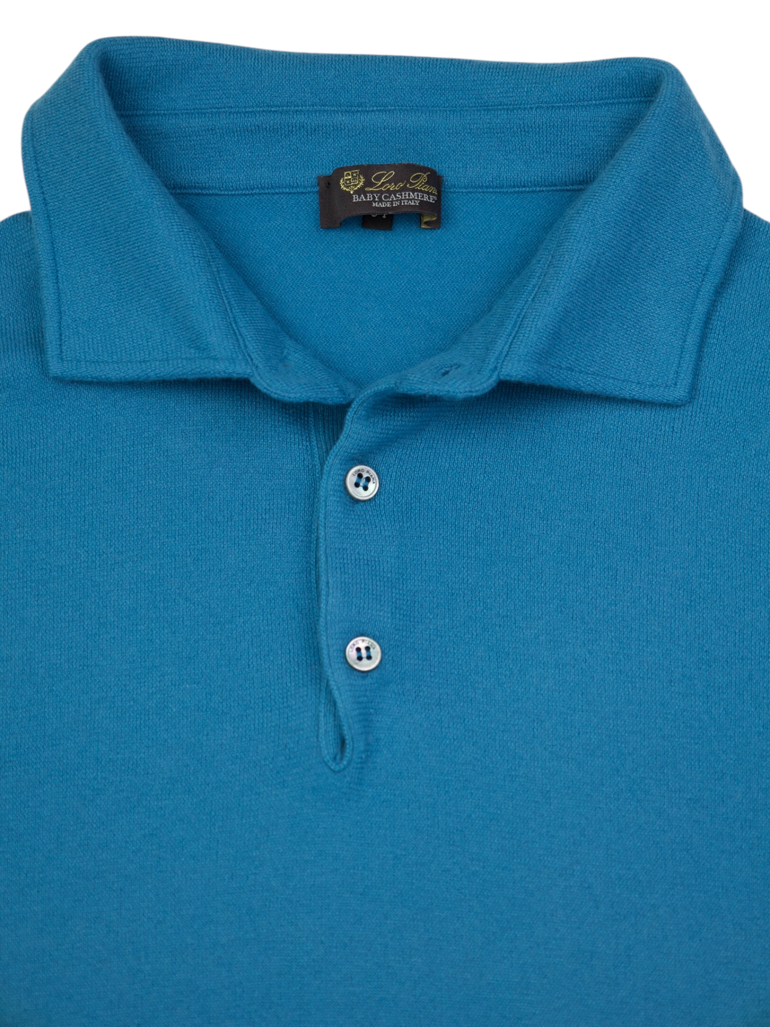 Loro Piana Turquoise Baby Cashmere Long Sleeve Polo