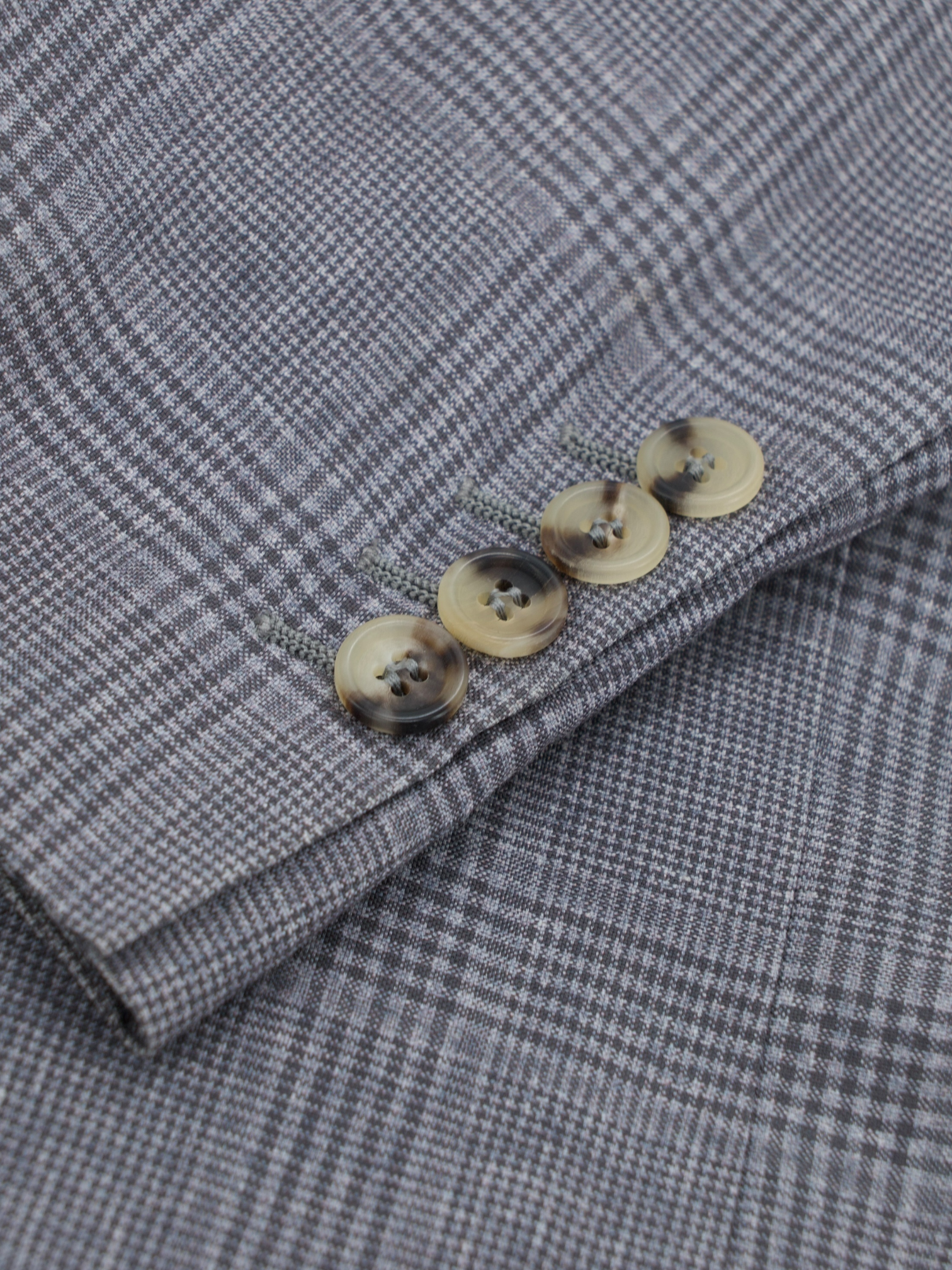 Brunello Cucinelli Sage Grey Linen, Wool & Silk Prince of Wales Jacket