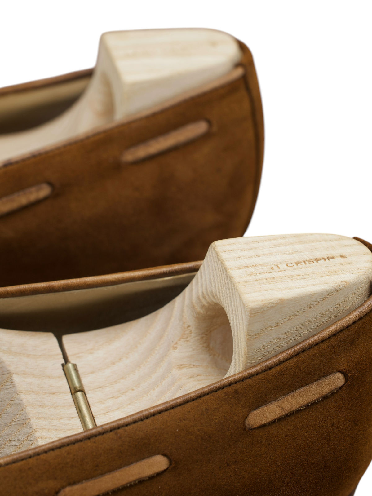 Saint Crispin's Tobacco Brown Suede Laced Up Boatshoe-Style Loafer