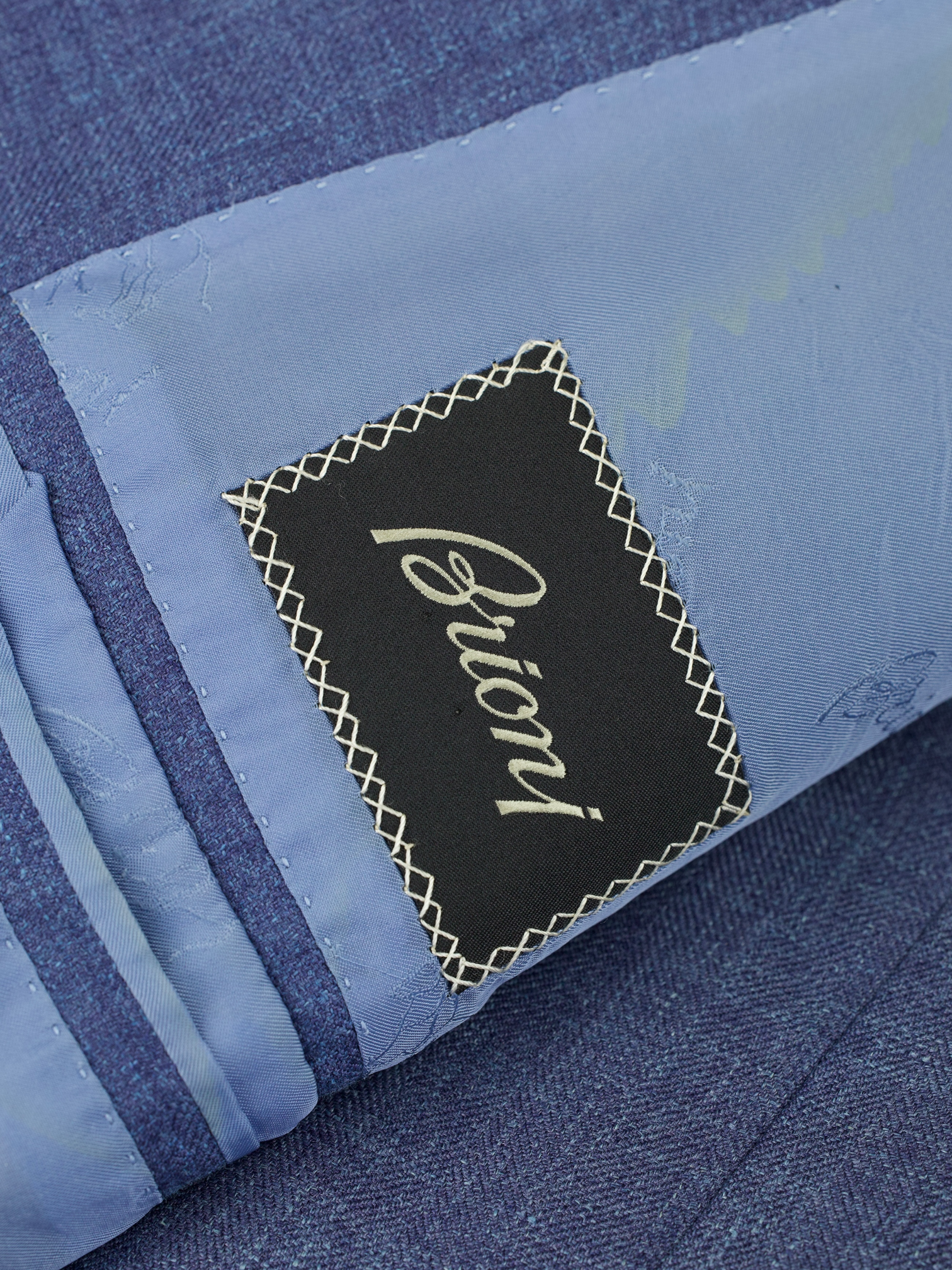 Brioni Light Blue Cashmere, Silk & Linen Herringbone Jacket