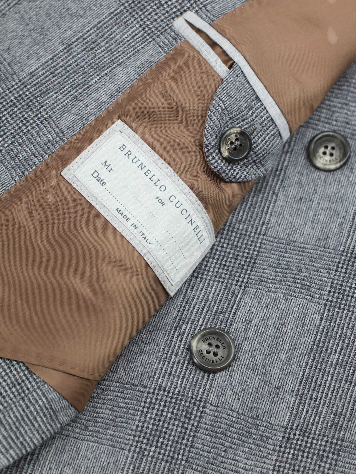 Brunello Cucinelli Grey Double Breasted Bushed-Wool Prince of Wales Suit