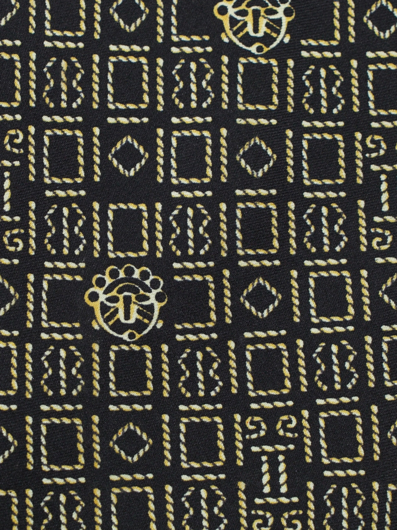 Hermès Black & Gold Silk Vintage Geometric-Pattern Tie