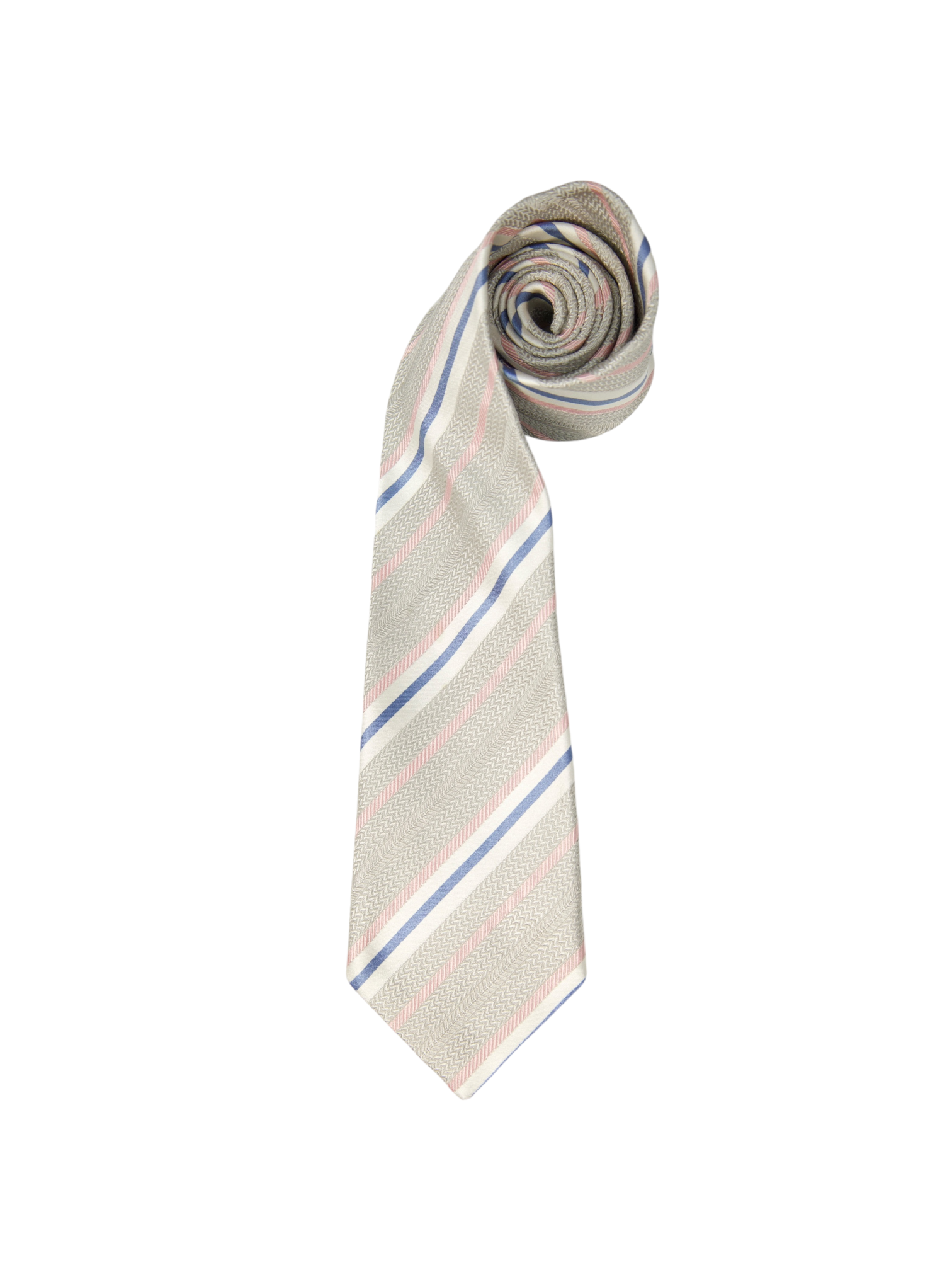 Ermenegildo Zegna Light Grey Multicolor Stripe Silk Tie