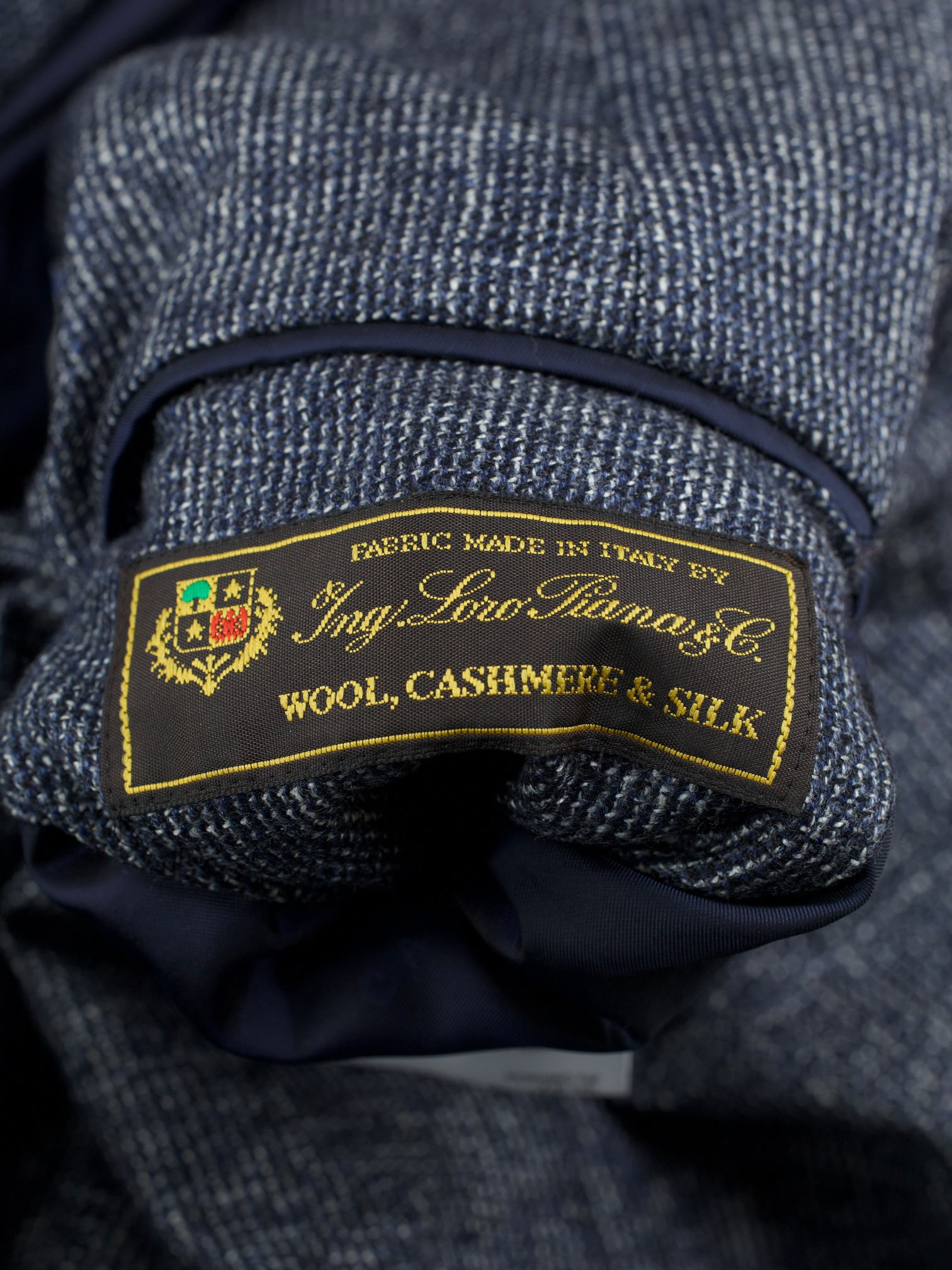 Caruso Steel Blue Wool, Cashmere & Silk Micro-Pattern Jacket
