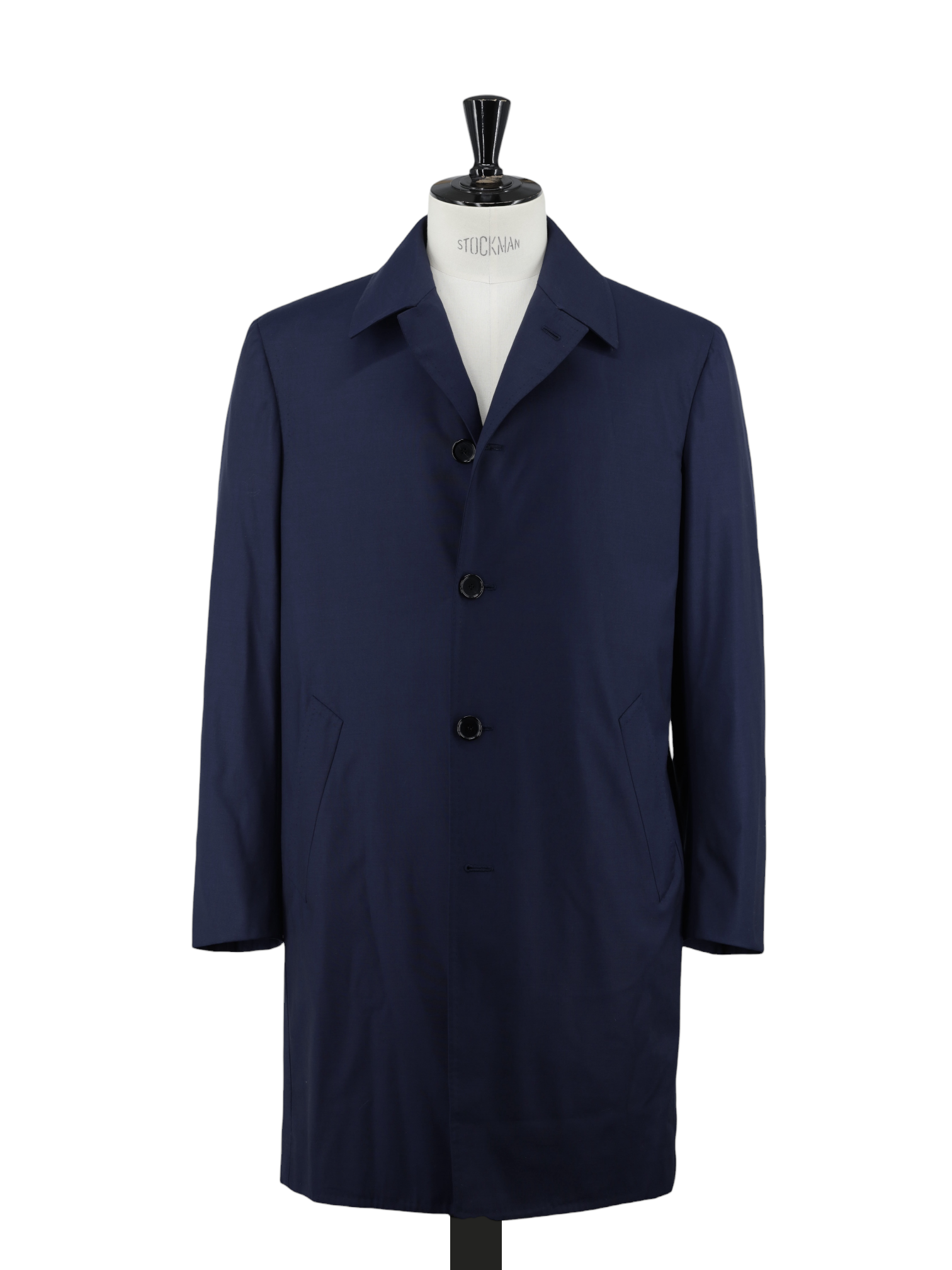 Cesare Attolini Navy Storm-System Wool Carcoat