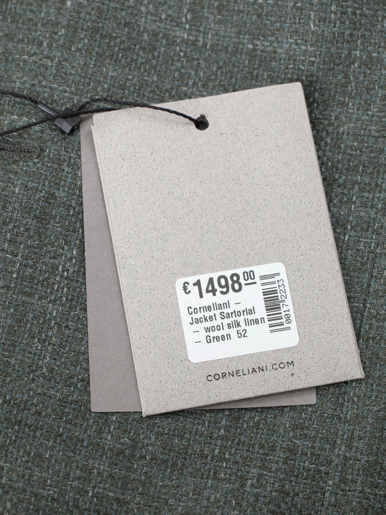 Corneliani Green Wool, Silk & Linen Basketweave "Sartoria Light "Jacket