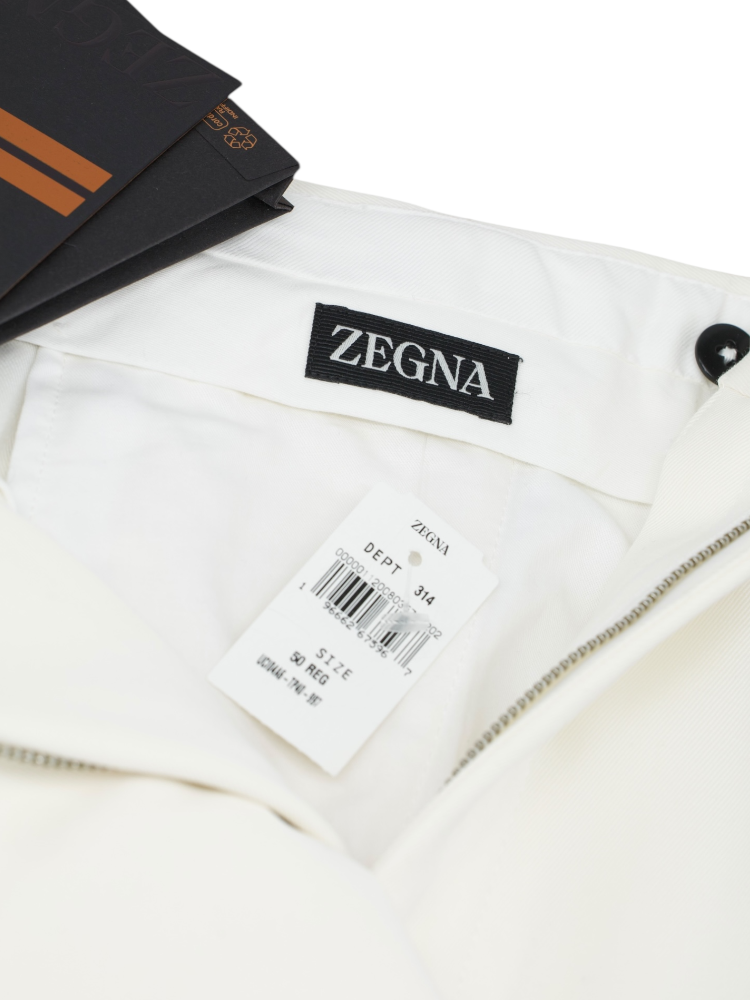 Ermenegildo Zegna Offwhite Cotton & Wool Twill Double-Pleated Trousers