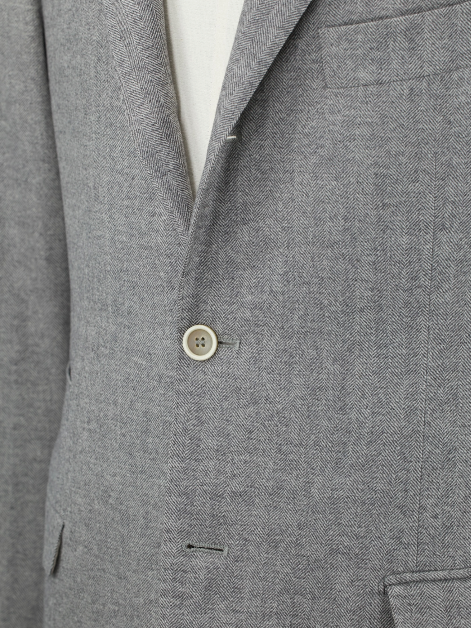Brunello Cucinelli Grey Wool & Cashmere Elbow-Patch Herringbone Jacket