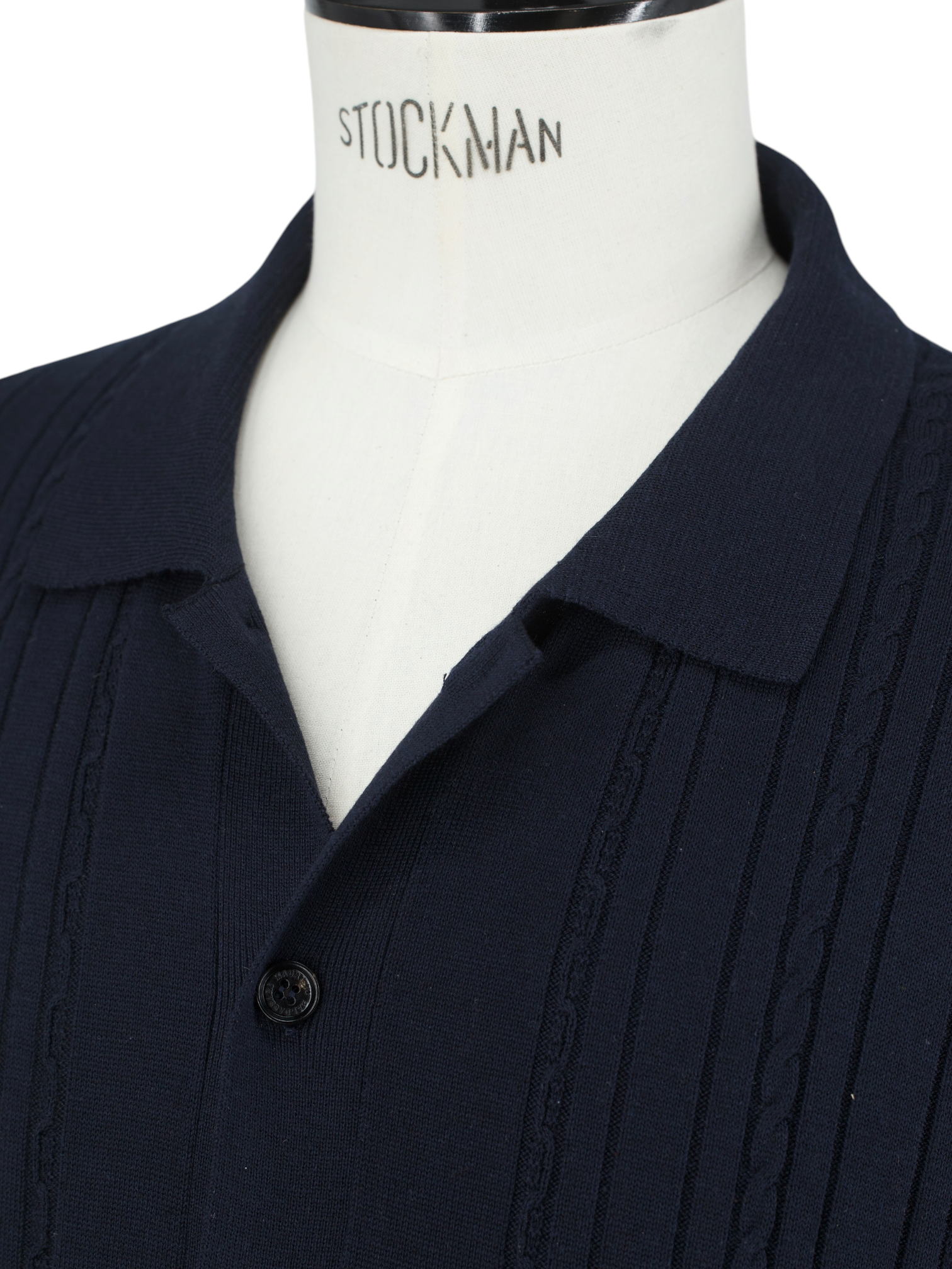 Maurizio Baldassari Navy Silk & Cotton Cable-Knitted Cardigan Shirt