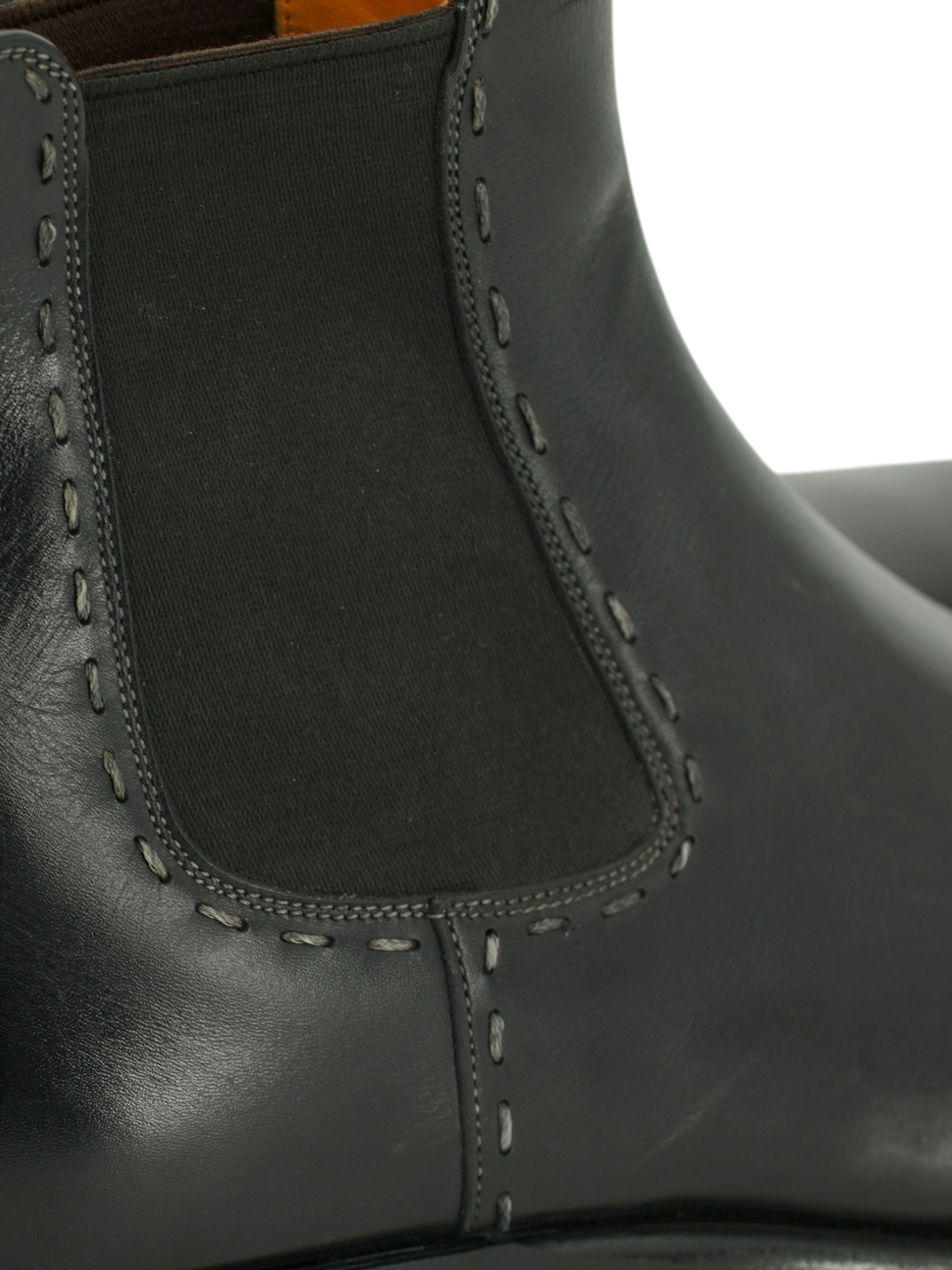 Santoni Black Calf Leather Chelsea Boot