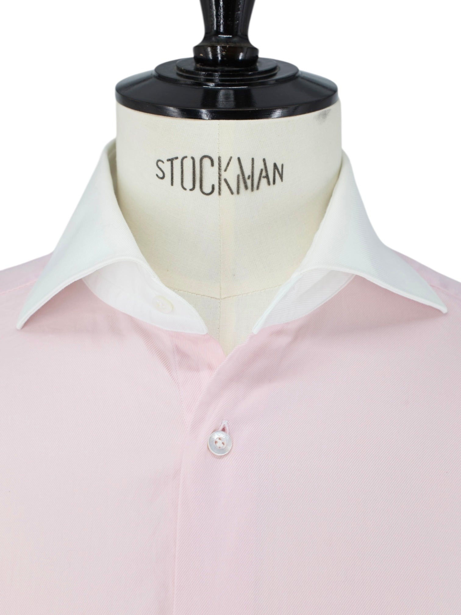 Fray Light Pink & White Cotton Contrast-Collar Shirt