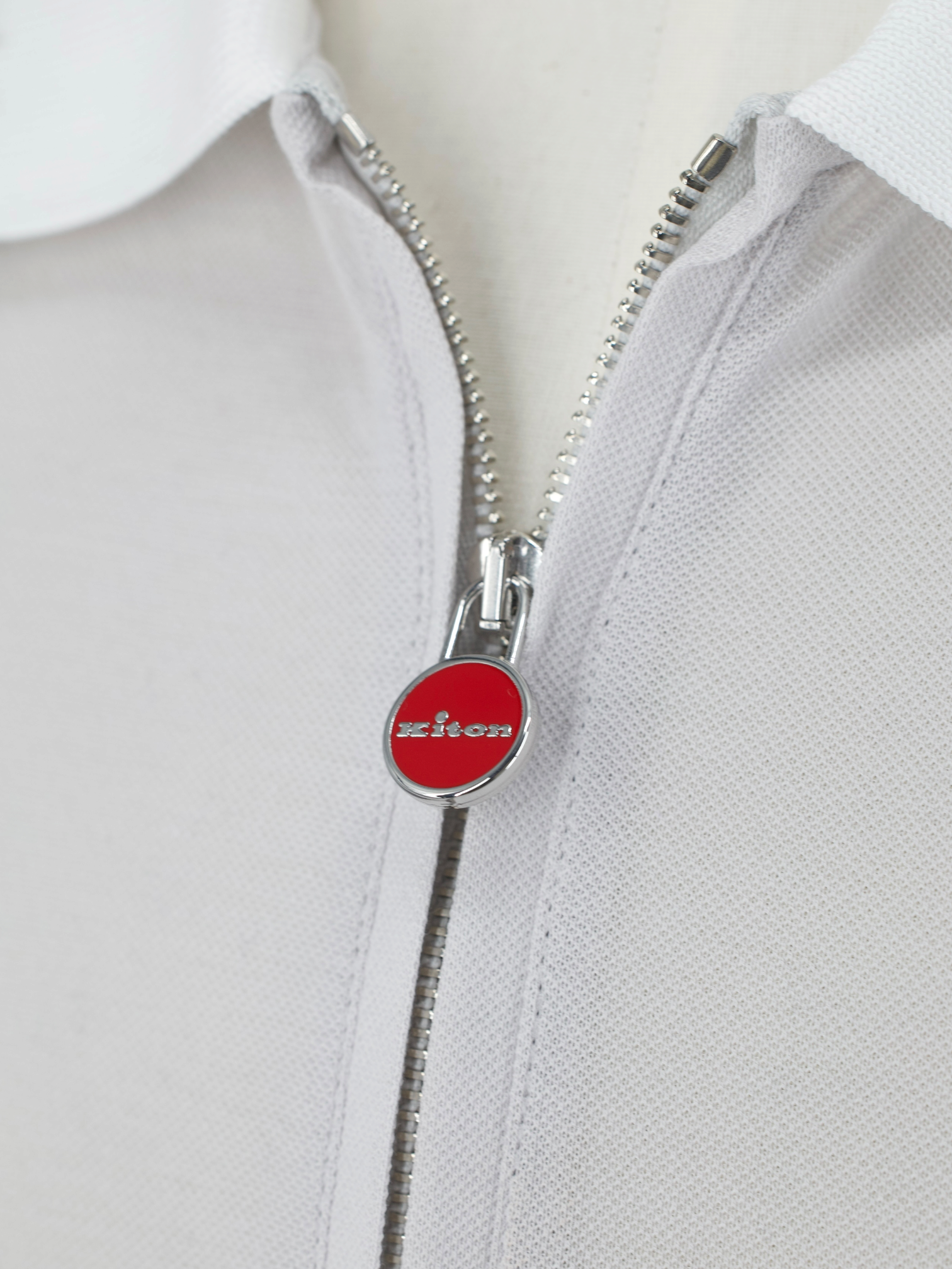 Kiton Light Grey Cotton Short-Sleeve "Nouveau Riche" Polo