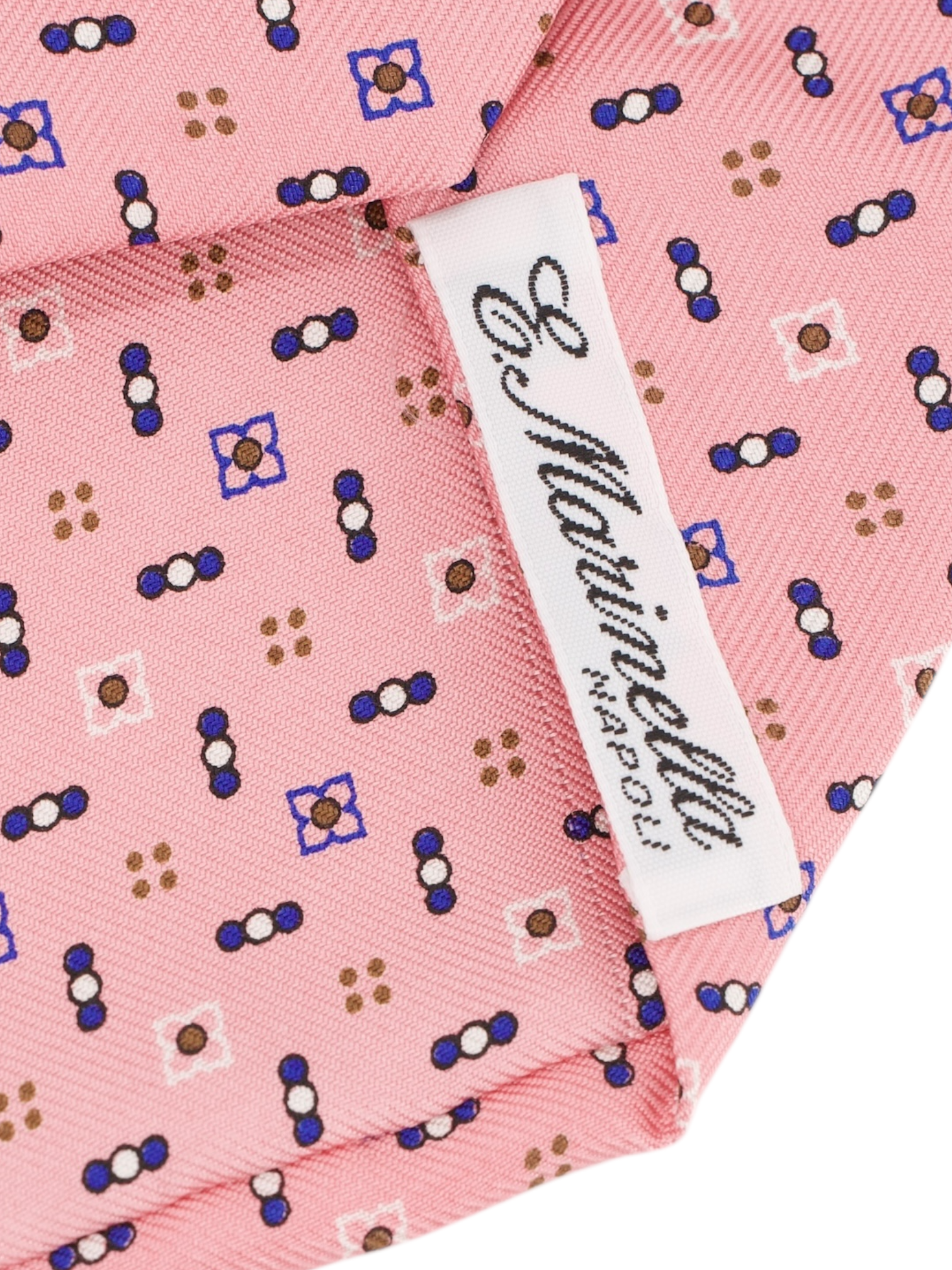 E.Marinella Pink & Blue Silk Geometric Tie