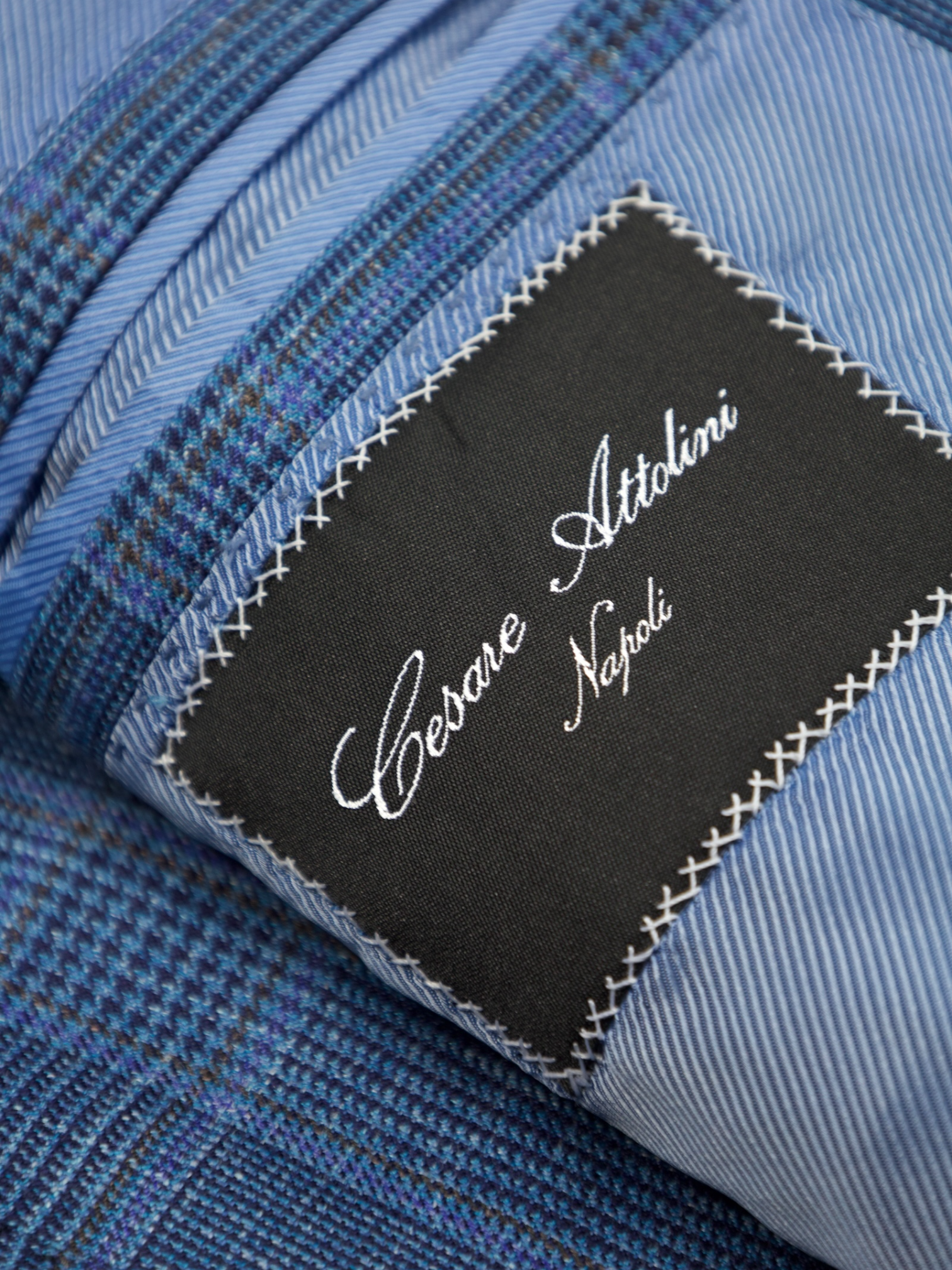 Cesare Attolini Aqua Blue Cashmere, Silk & Linen Glenplaid Jacket