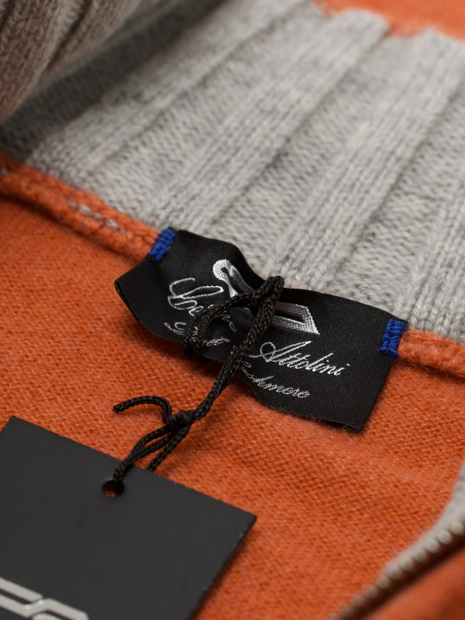 Cesare Attolini Orange Duvet Cashmere Half-Zip Knitwear