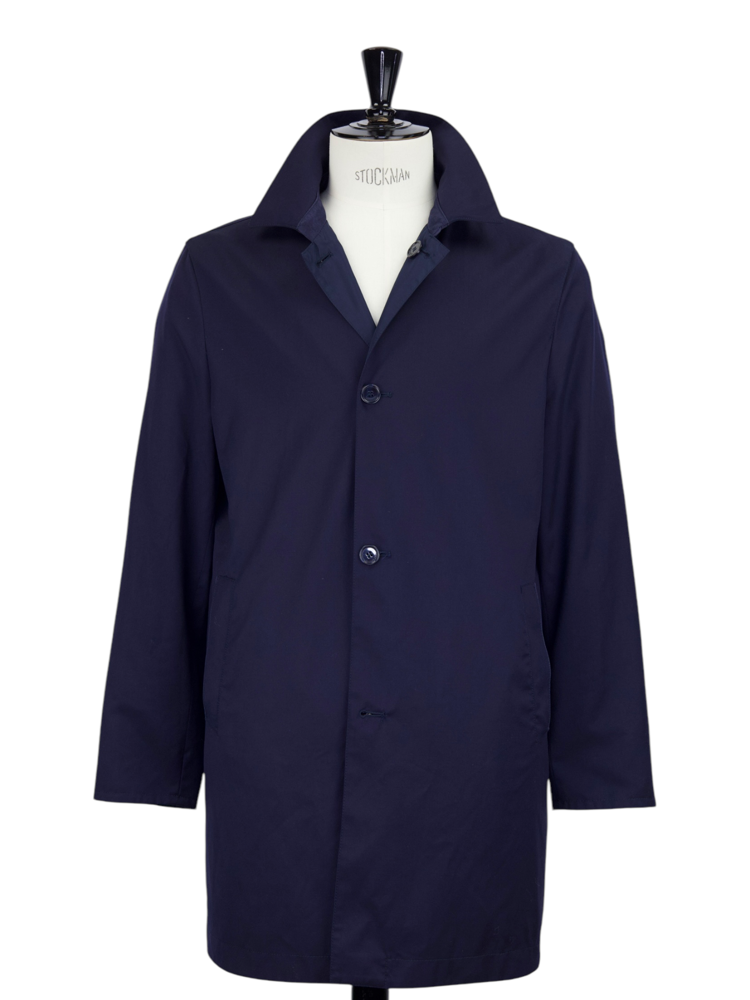 Mandelli Navy Reversible Extrafine Wool Car-Coat