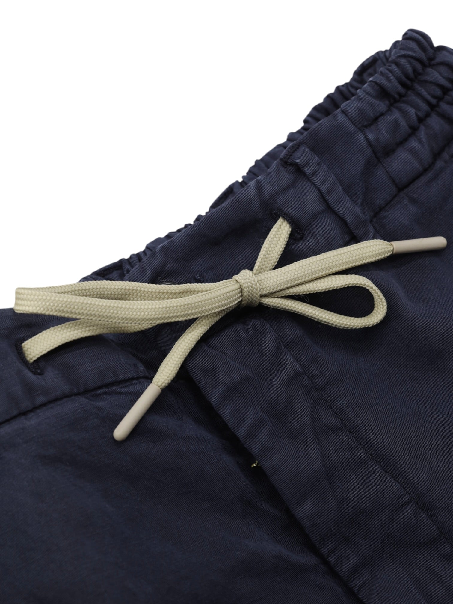 Berwich Navy Lyocell & Linen Drawstring Trousers