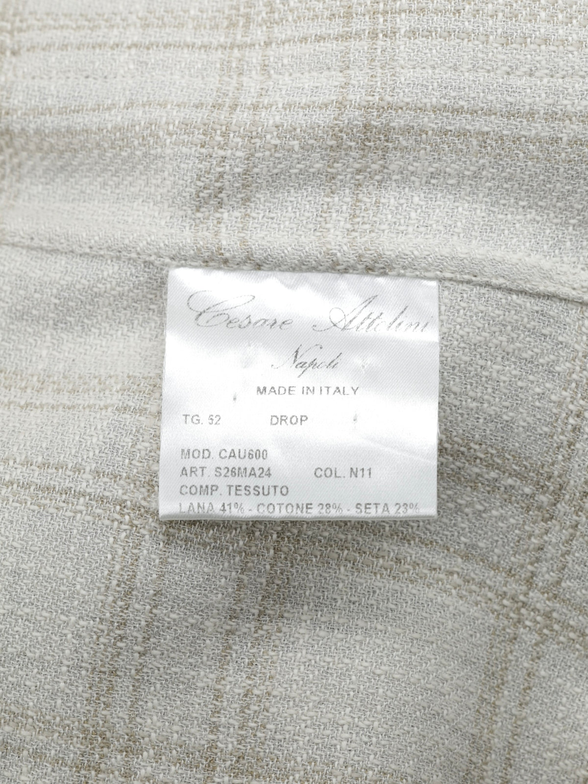 Cesare Attolini Beige Wool, Cotton, Silk & Linen Checkered Sartorial Overshirt