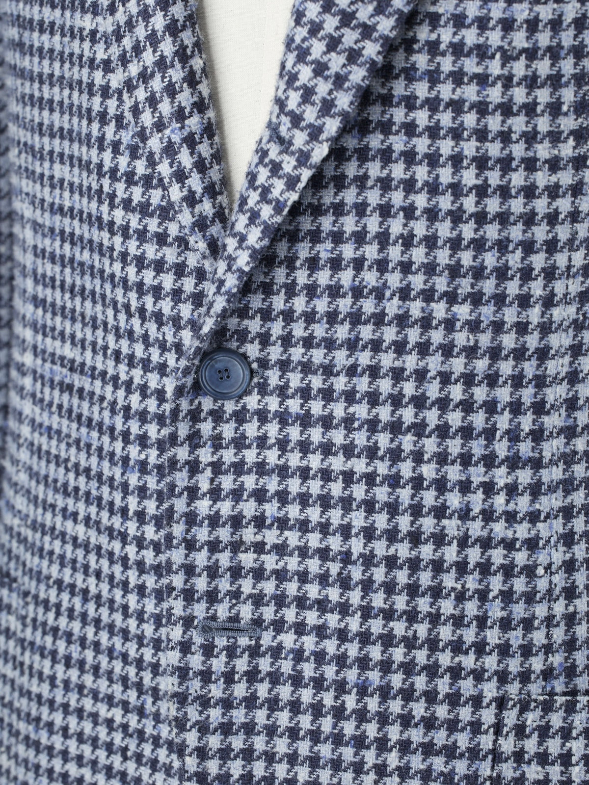 Cesare Attolini Indigo Blue Silk & Wool Bouclé Houndstooth Jacket