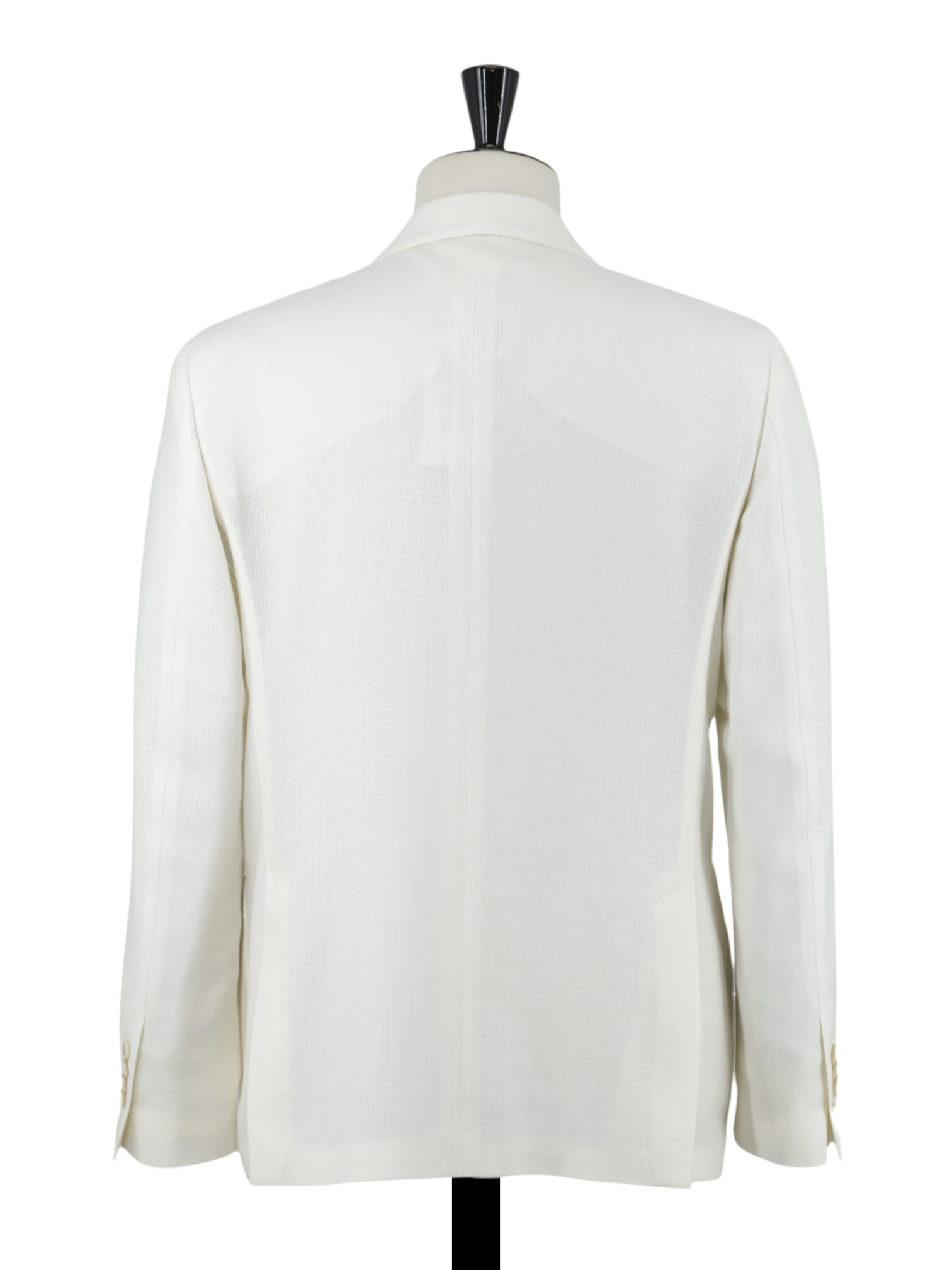 Lardini White Double Breasted Wool, Linen & Silk Hopsack Jacket