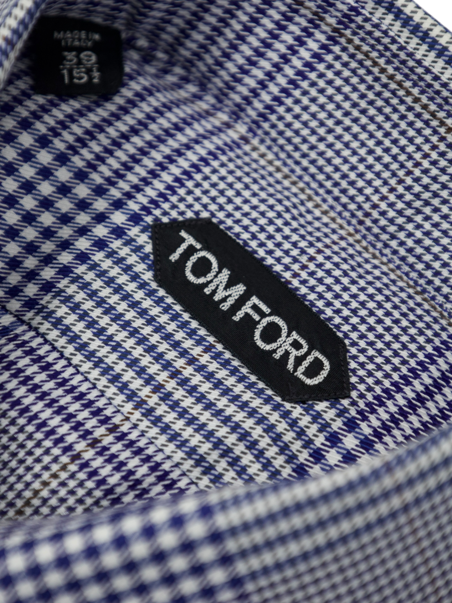 Tom Ford Blue Cotton Glencheck Shirt