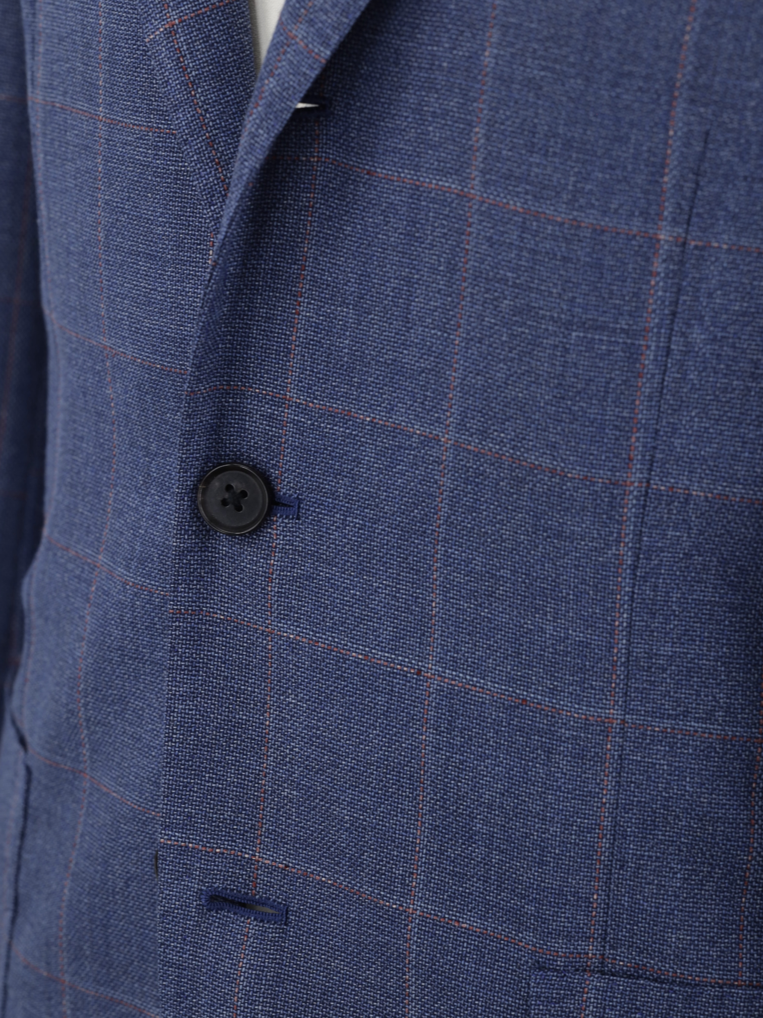 Ring Jacket Blue & Red Wool Basket-Weave "Meister" Windowpane Jacket