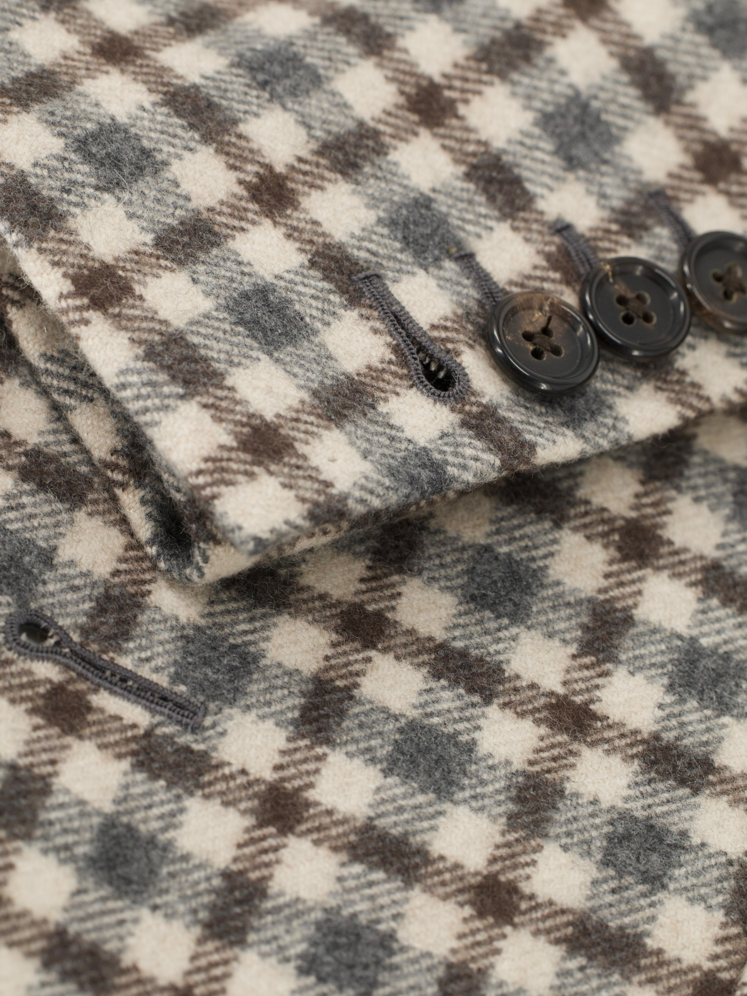 Caruso Ecru & Brown Pure Plushy Cashmere Checkered Jacket