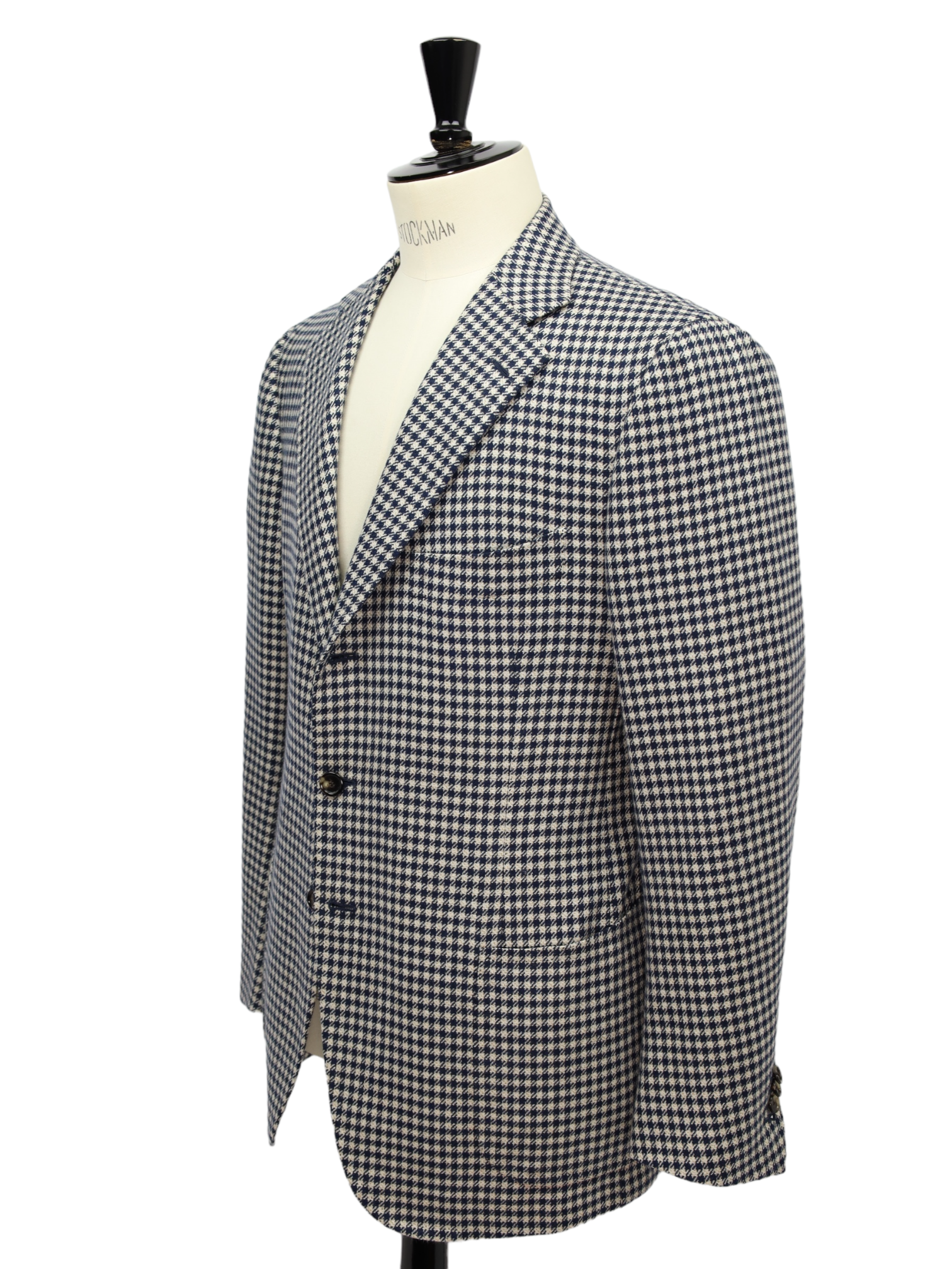 Cesare Attolini Light Brown and Navy Houndstooth Cashmere Jacket
