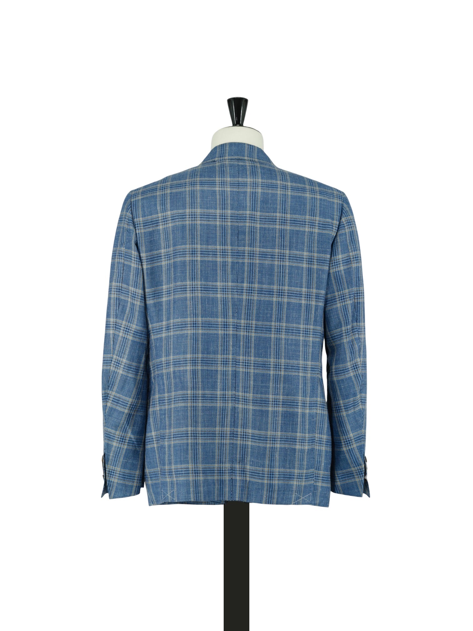 Cesare Attolini Turquoise Double-Breasted Cashmere, Silk & Linen Checkered Jacket