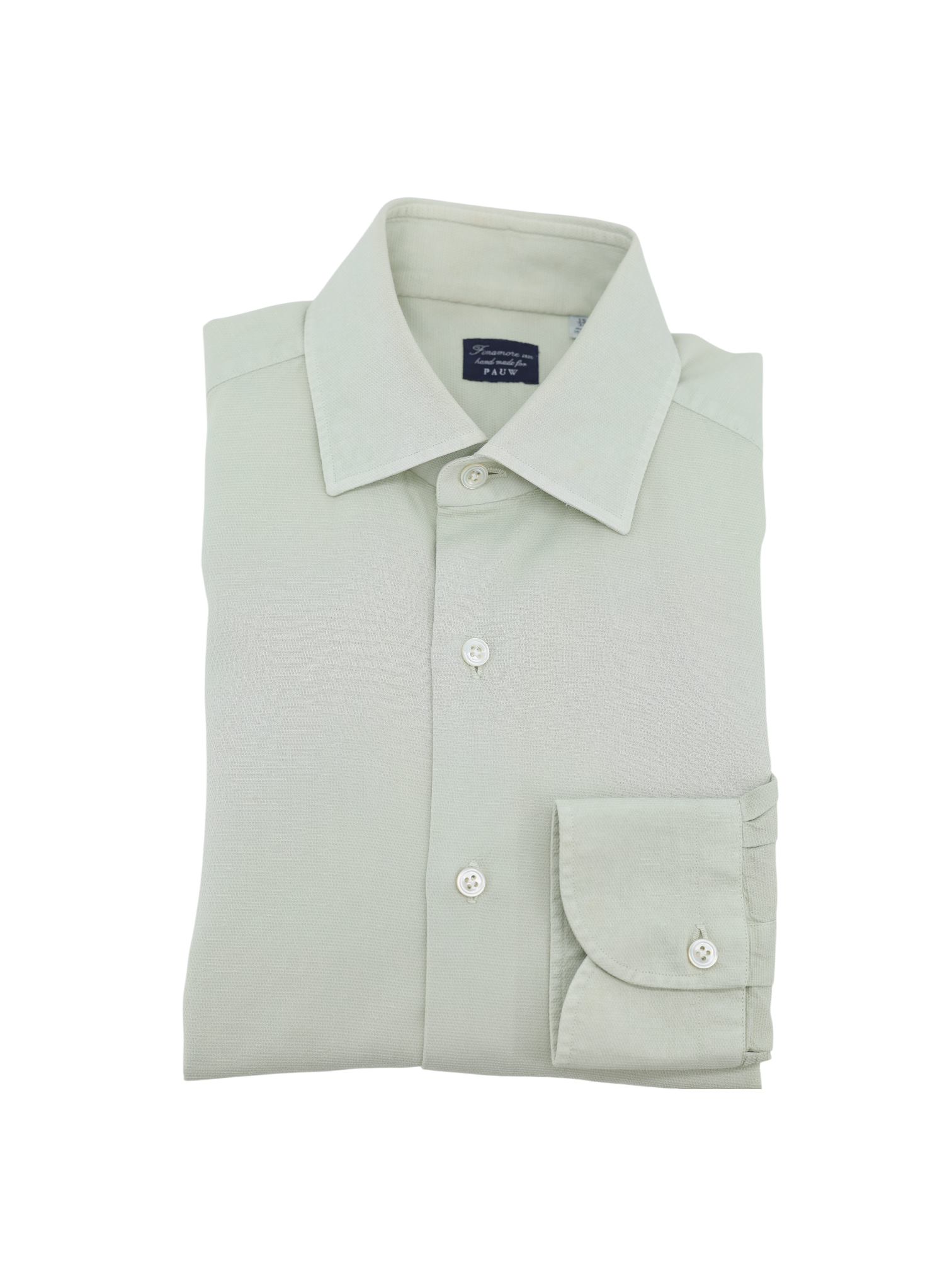 Finamore Pistache Cotton Micro-Pattern Shirt